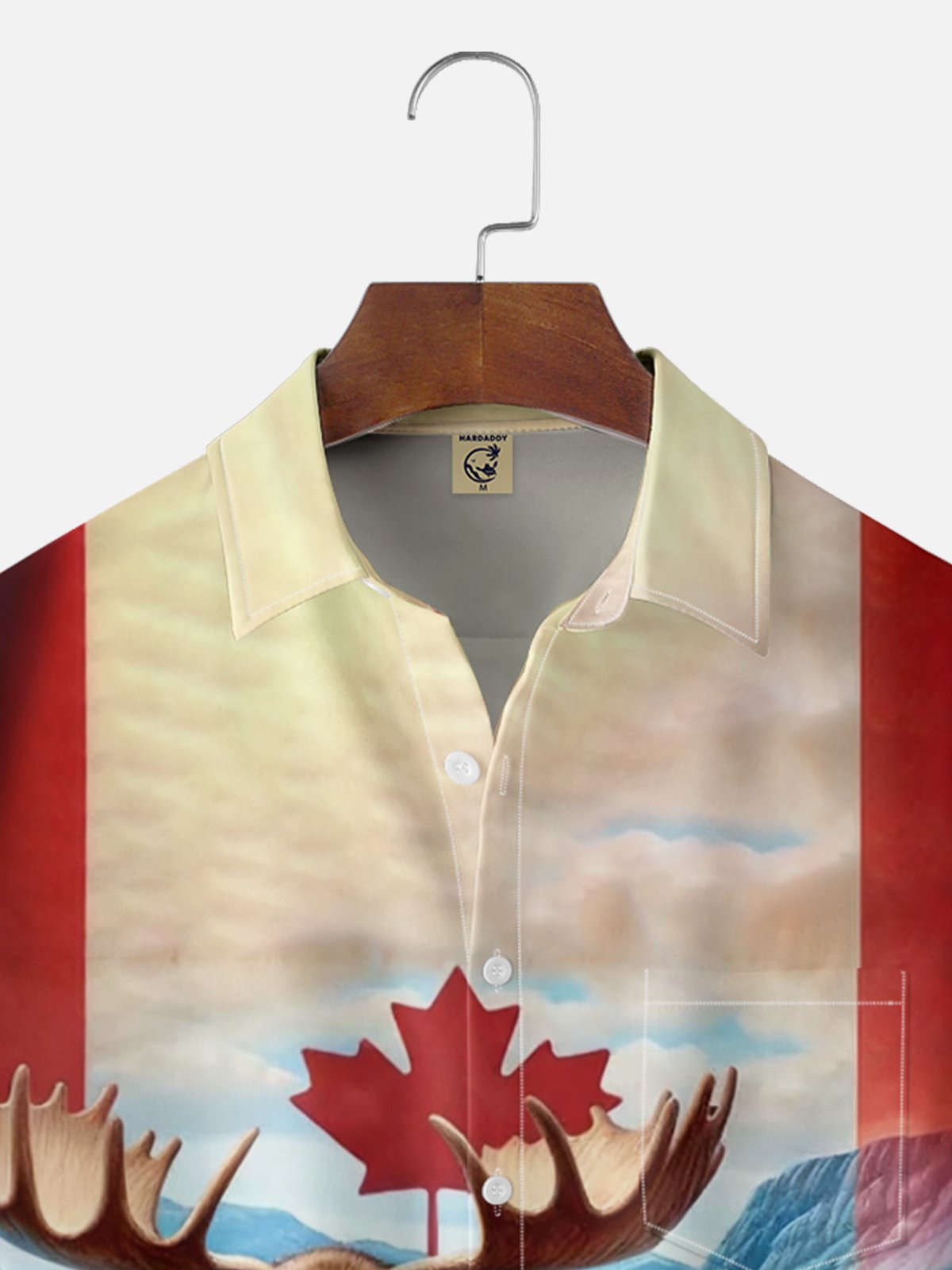 Moisture Wicking Canadian Culture Beaver Elk Chest Pocket Hawaiian Shirt