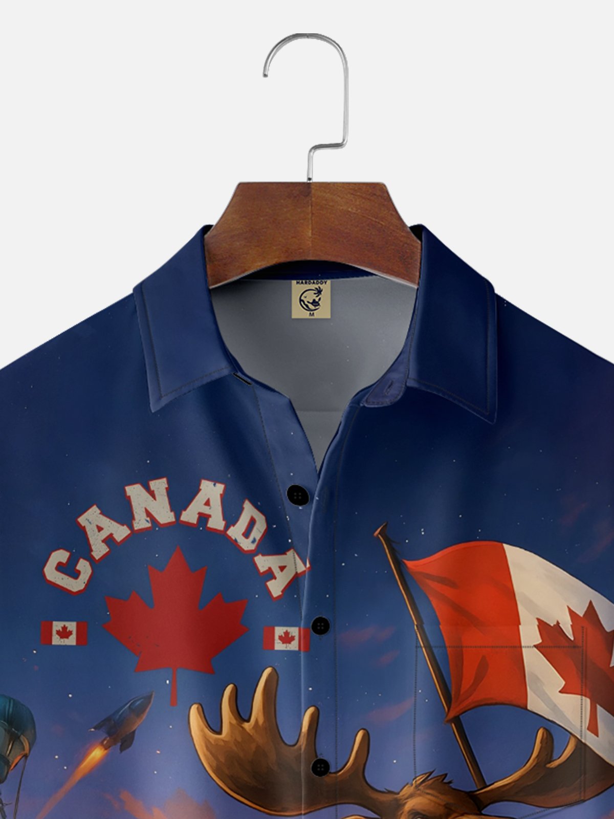 Moisture-wicking Canadian Elk Beaver Bear Maple Leaf Chest Pocket Casual Shirt