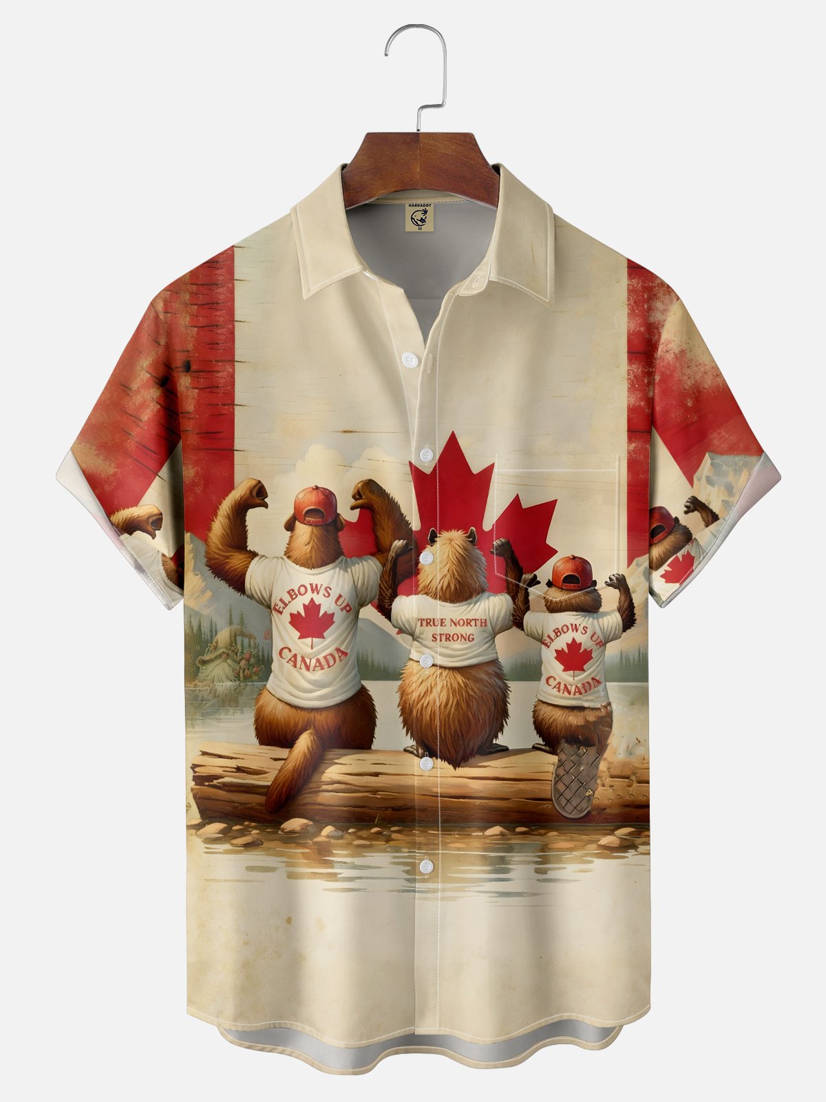 Moisture Wicking Canadian Culture Funny Beaver Chest Pocket Hawaiian Shirt