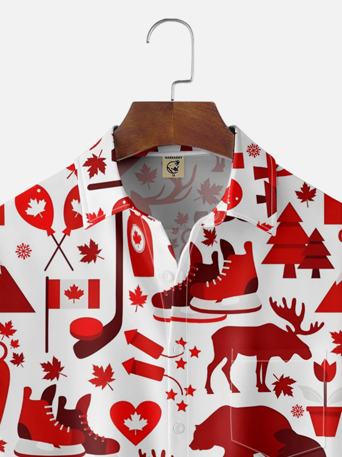 Moisture Wicking Canadian Culture Maple Leaf Animal Chest Pocket Hawaiian Shirt