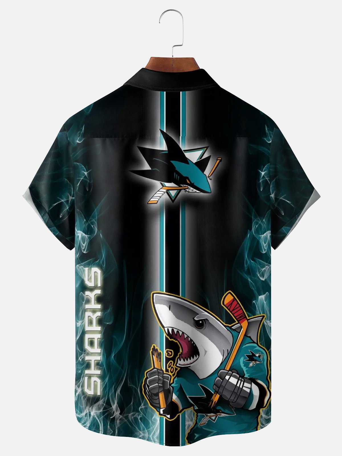 Moisture-wicking Canada Shark Ice Hockey Chest Pocket Casual Shirt