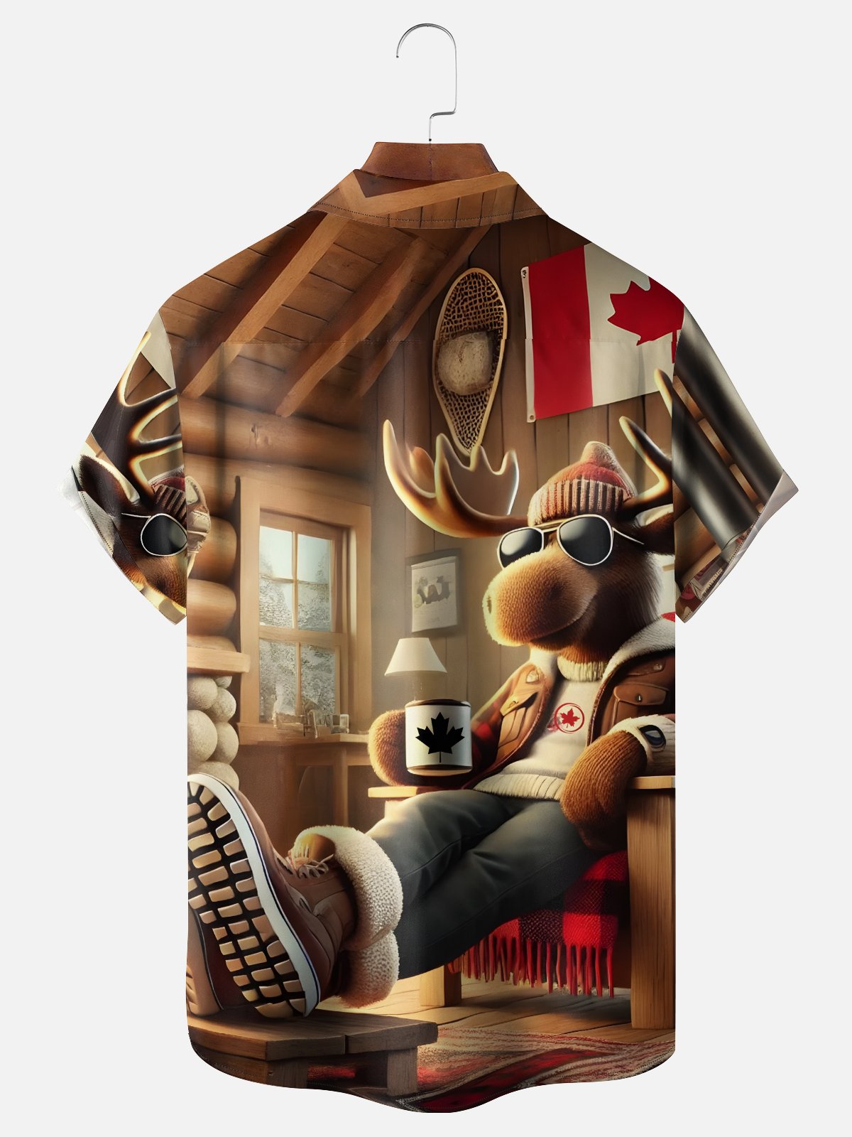 Moisture-wicking Canadian Elk Maple Leaf Chest Pocket Casual Shirt