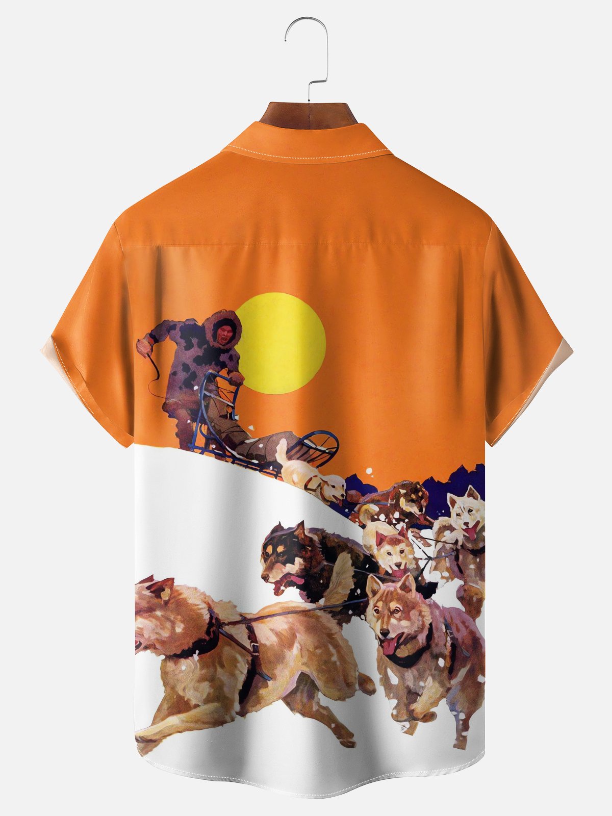 Moisture-wicking Canada Sled Dog Art Chest Pocket Casual Shirt