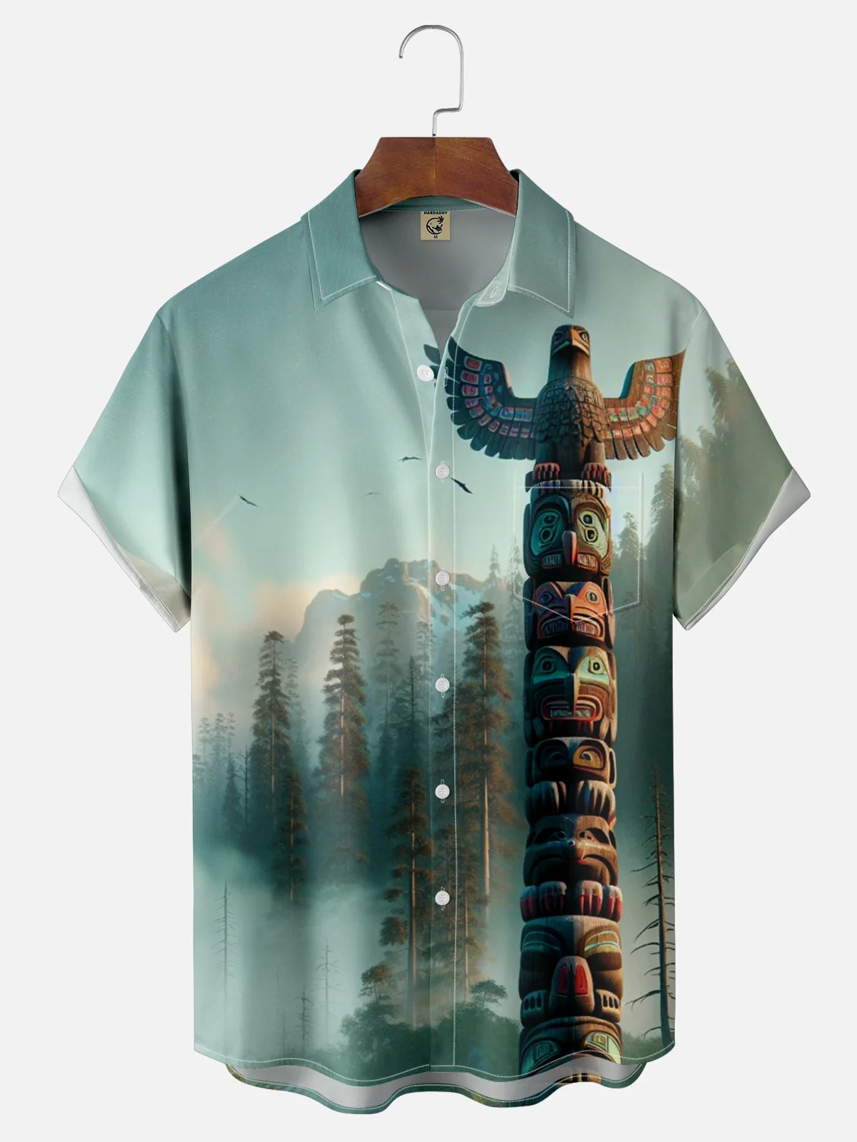 Moisture-wicking Canada Pacific Totem Art Chest Pocket Casual Shirt