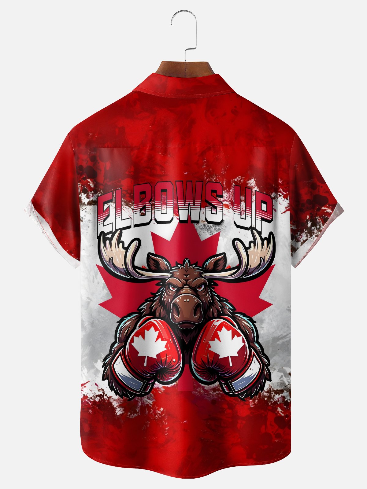 Moisture-wicking Canada Reindeer Elbows Up Chest Pocket Casual Shirt