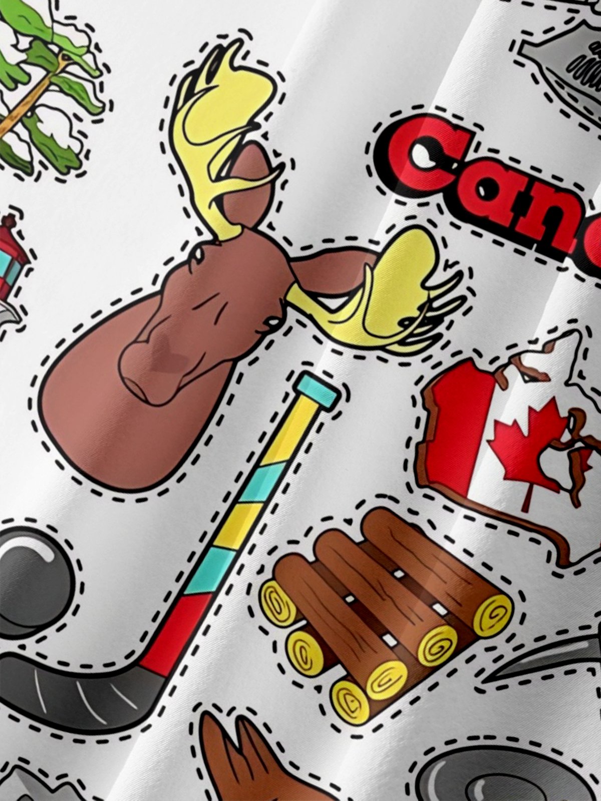 Moisture-Wicking Canadian Culture Map  Of Maple Leaf Moose Chest Pocket Hawaiian Shirt