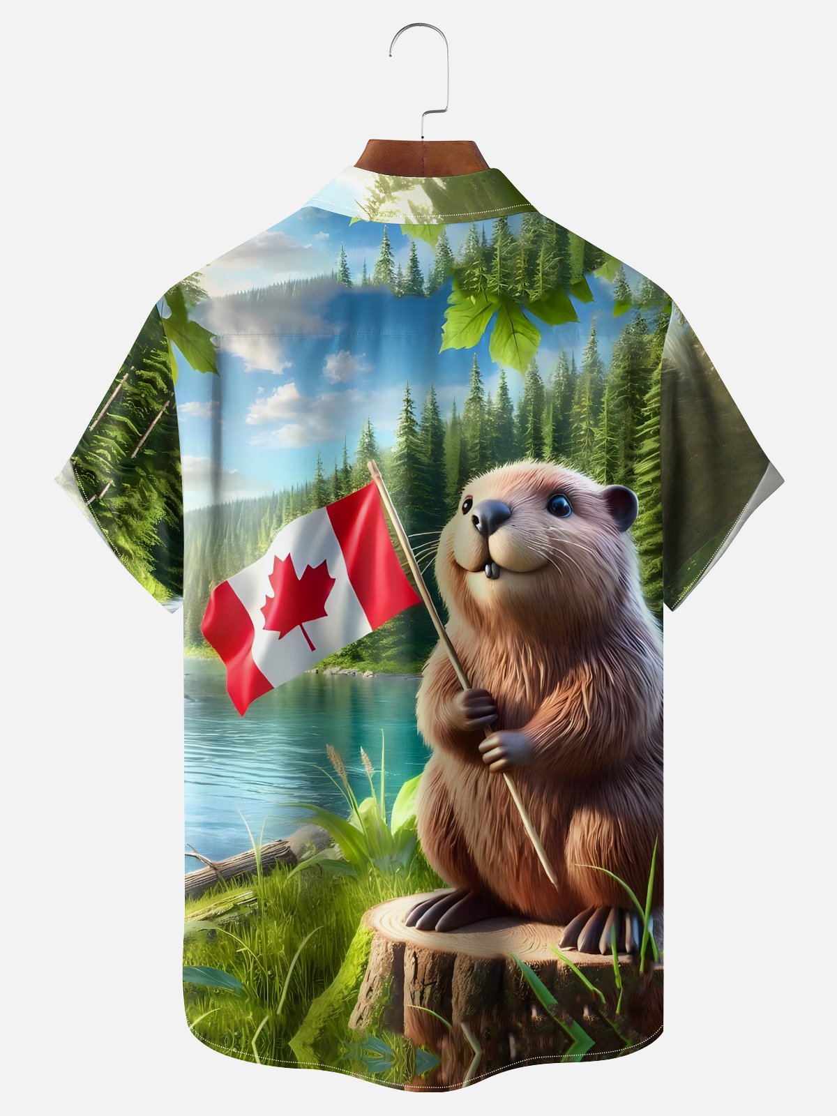 Moisture-wicking Canadian Beaver Maple Leaf Chest Pocket Casual Shirt