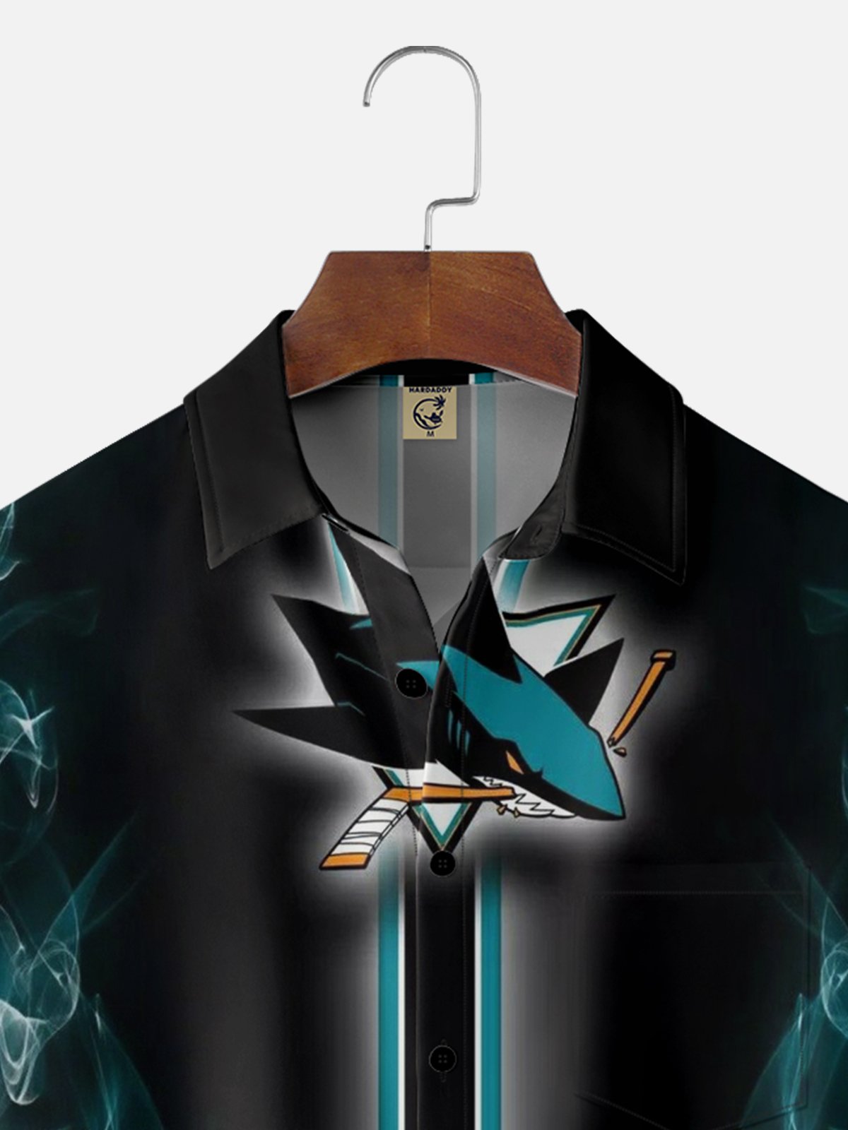 Moisture-wicking Canada Shark Ice Hockey Chest Pocket Casual Shirt
