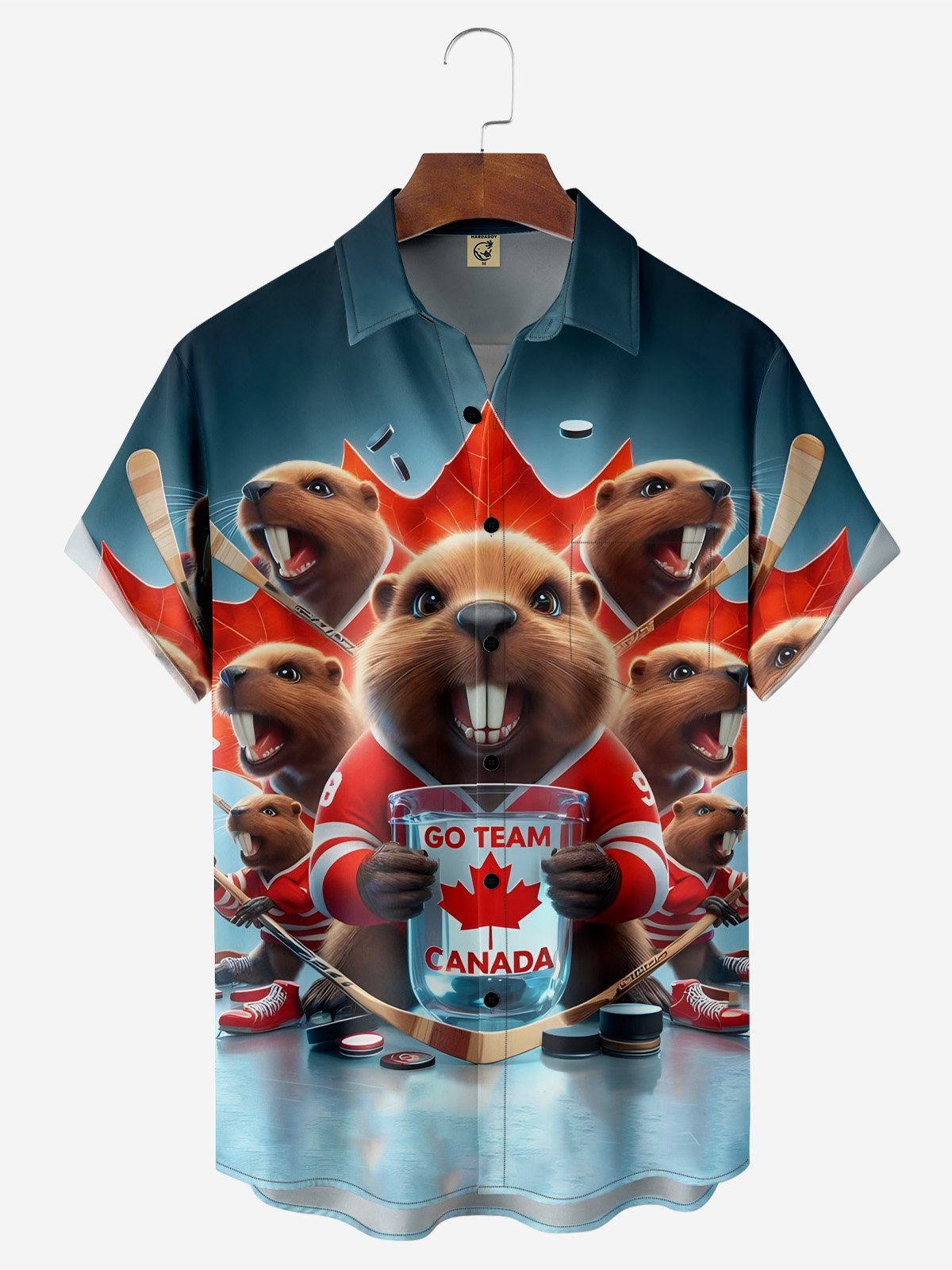 Moisture-wicking Canadian Beaver Maple Leaf Chest Pocket Casual Shirt