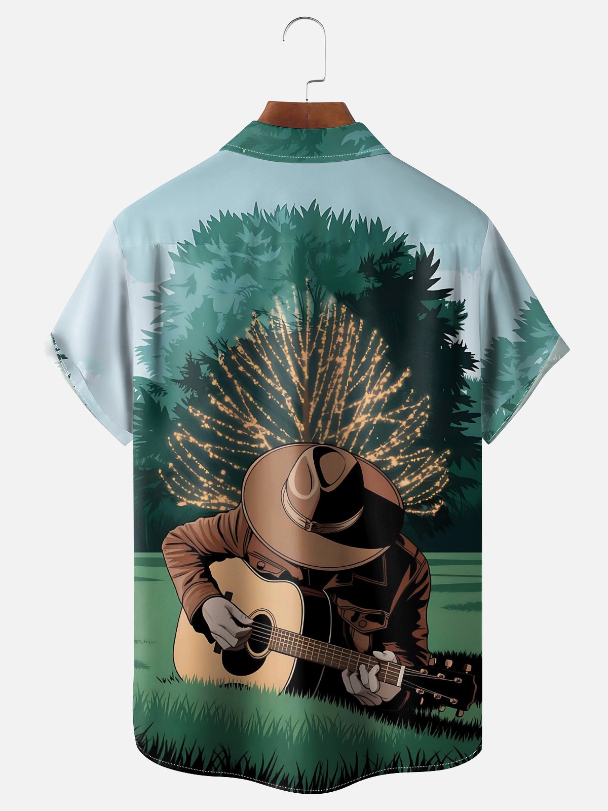 Moisture-wicking Music Festival Folk Art Country Folk Chest Pocket Casual Shirt