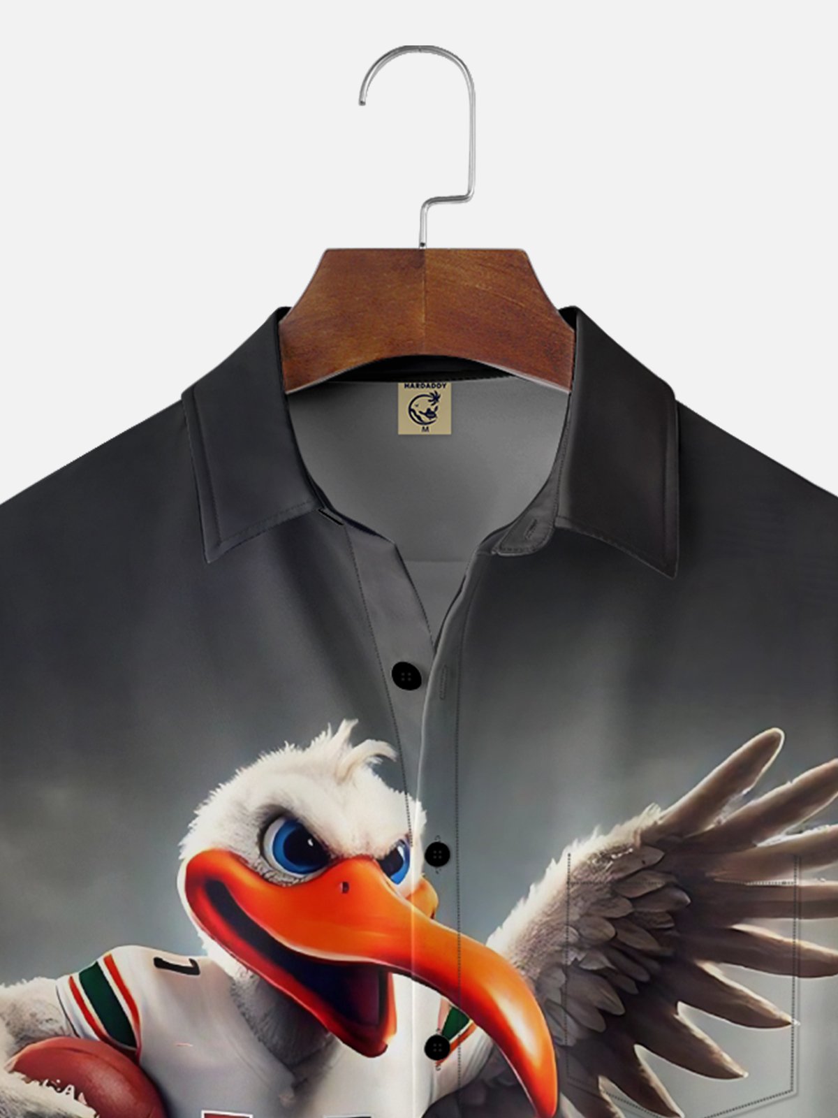 Moisture-wicking American Football Division Miami Art Hurricanes Chest Pocket Casual Shirt