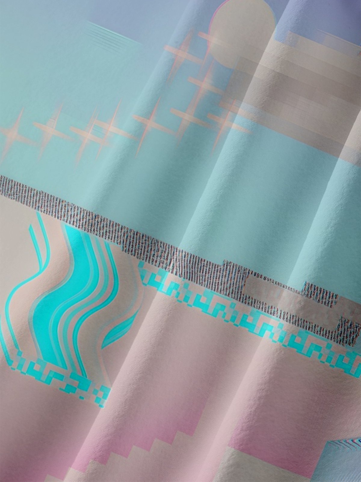 Moisture-wicking Retro Glitch Art Gradient Psychedelic Chest Pocket Casual Shirt