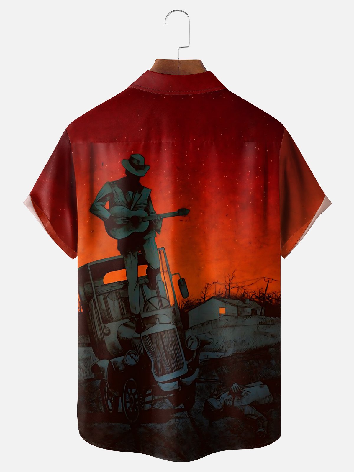 Moisture-wicking Music Festival Folk Art Country Folk Chest Pocket Casual Shirt