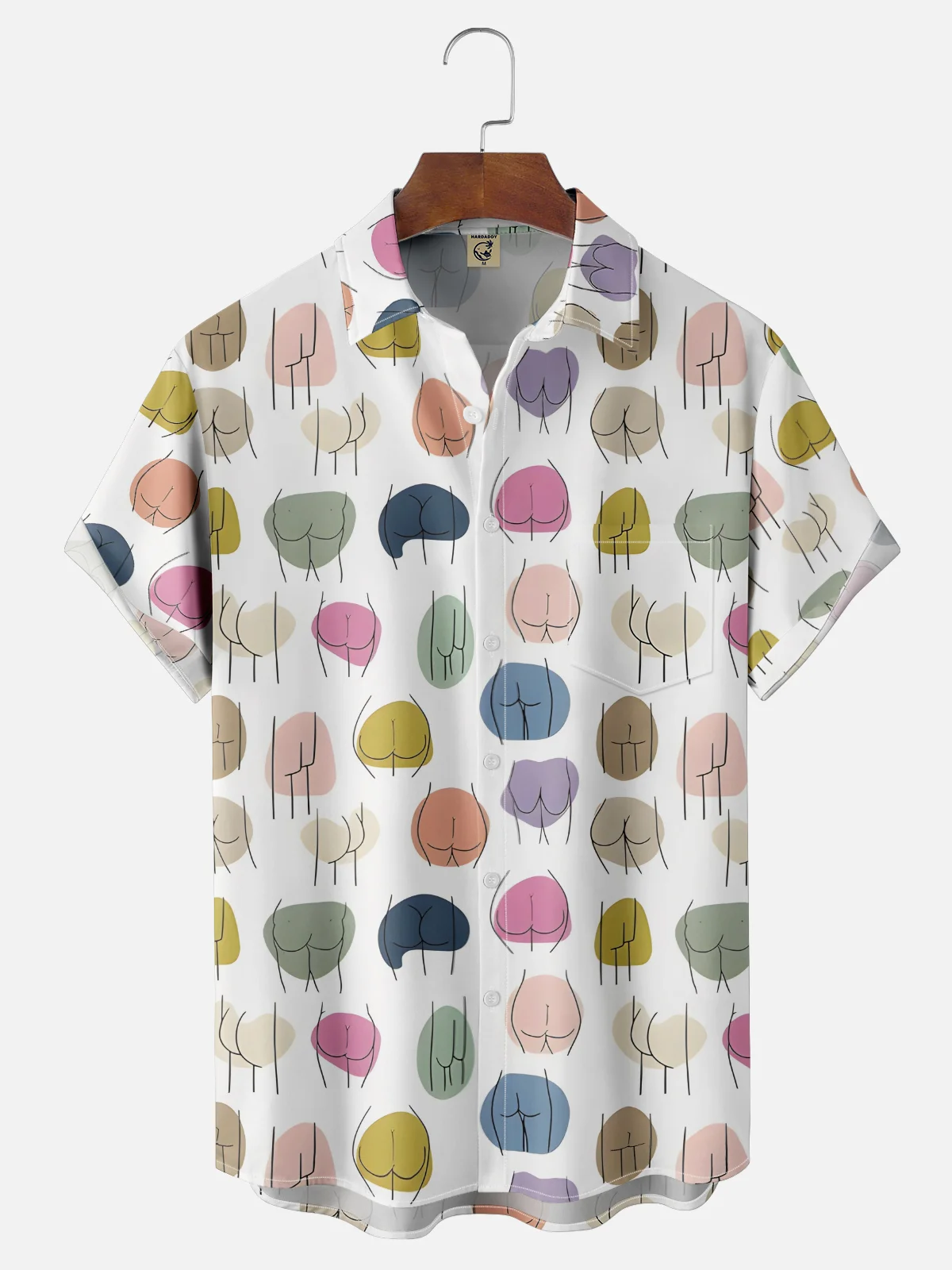 Moisture-wicking Artistic Human Body Chest Pocket Casual Shirt