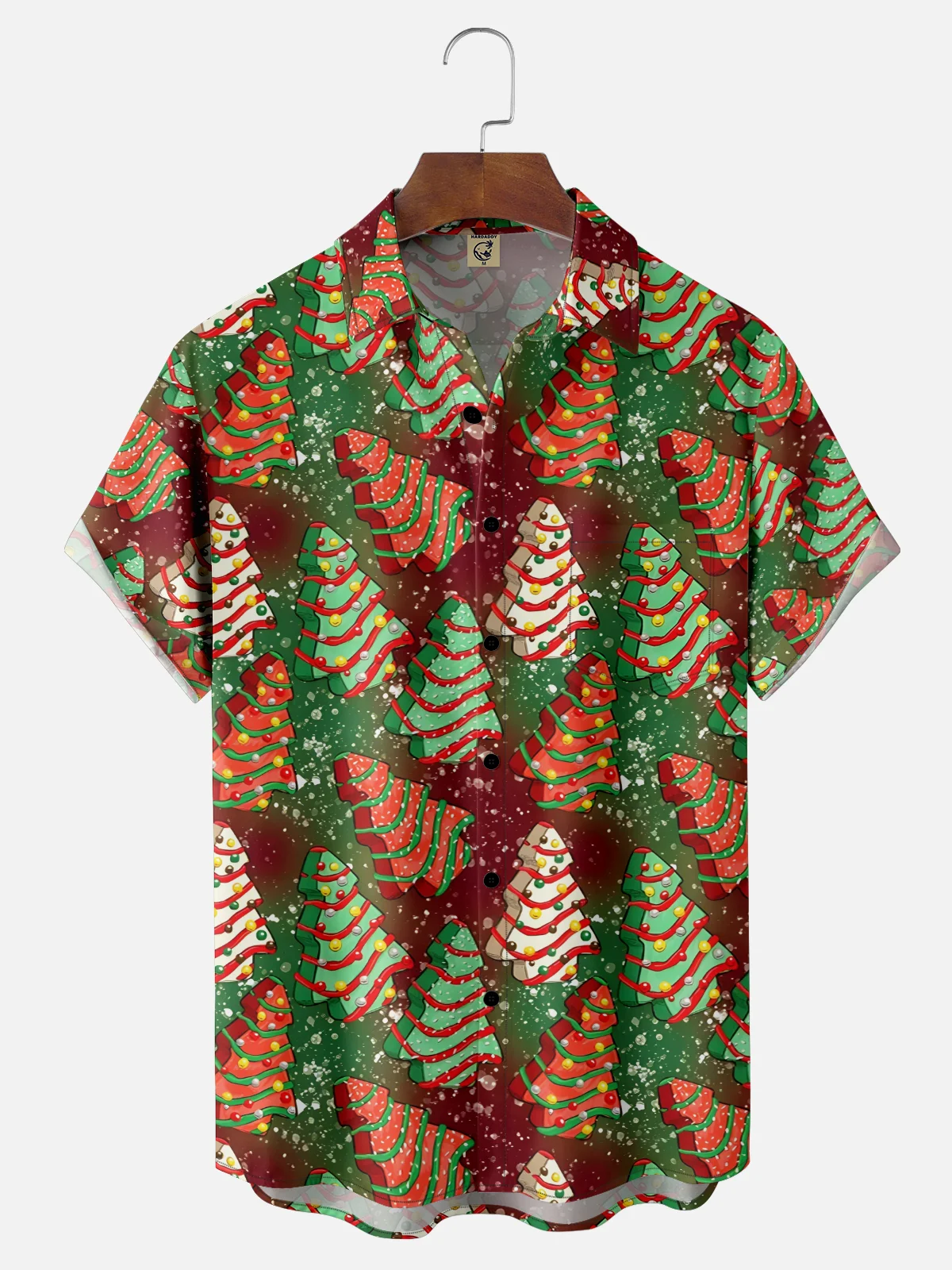 Moisture-wicking Christmas Tree Candy Chest Pocket Casual Shirt