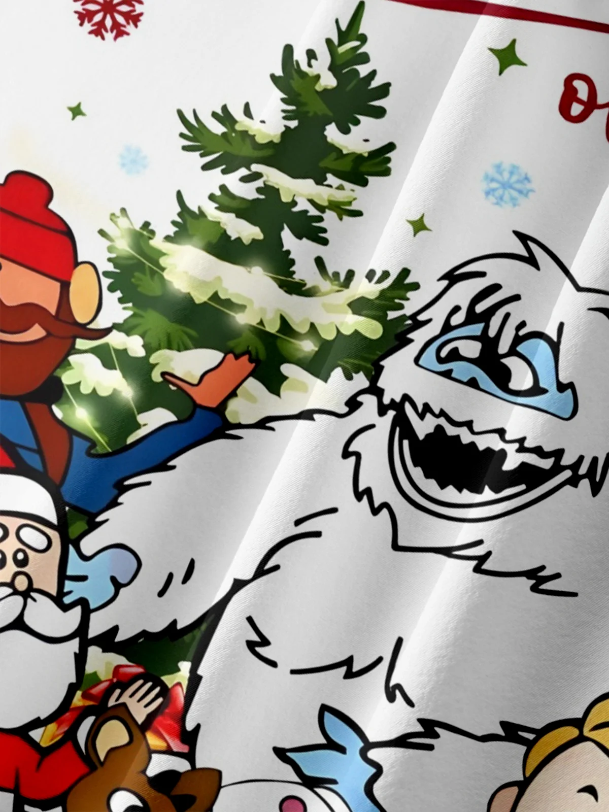 Big Size Moisture-Wicking Christmas Rudolph Santa Claus Christmas Tree Snowman Chest Pocket Hawaiian Shirt