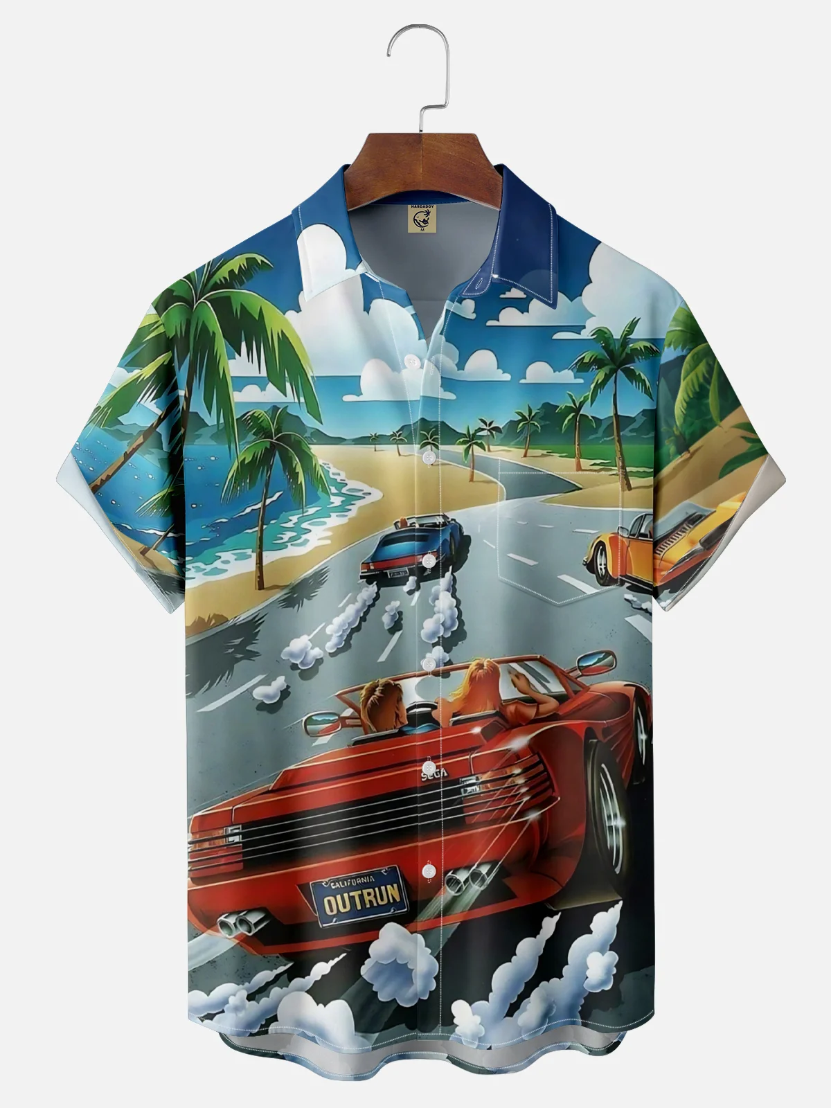 Moisture Wicking Beach Vacation Racer Chest Pocket Hawaiian Shirt