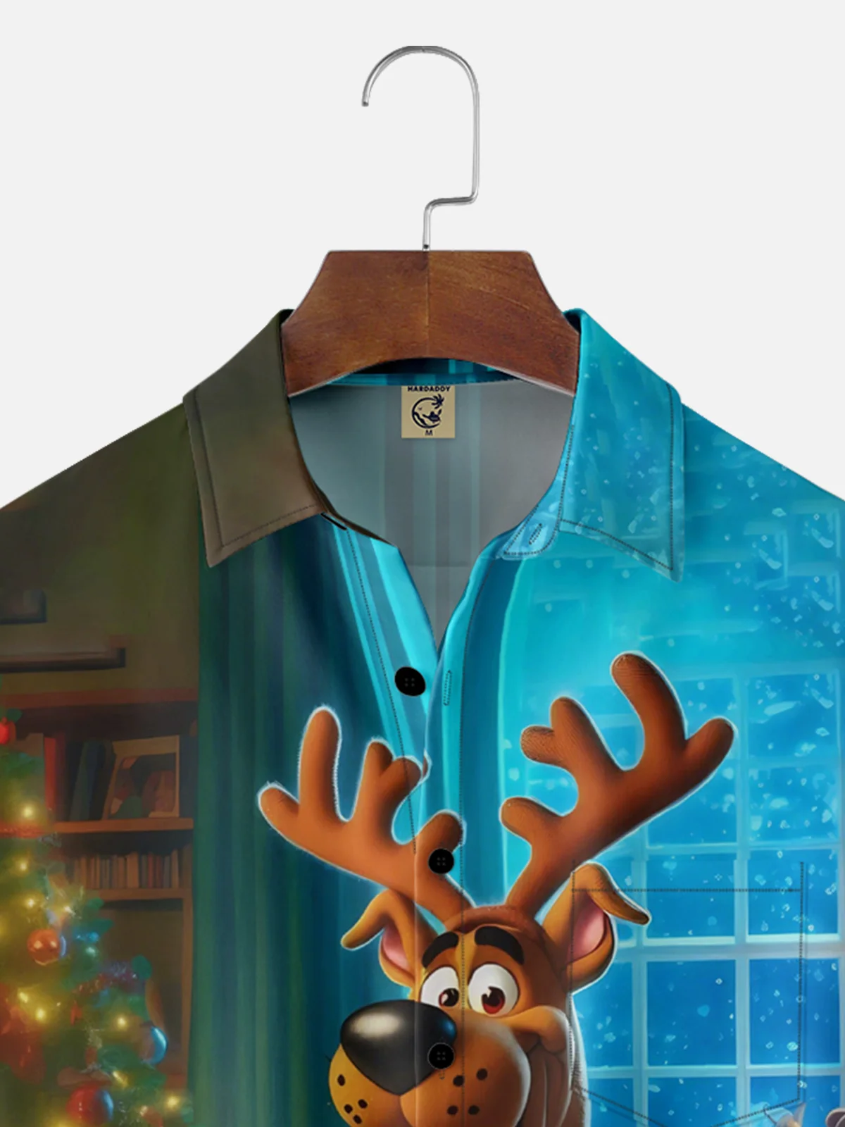 Moisture-wicking Christmas Dog Christmas Tree Art Fun Chest Pocket Casual Shirt