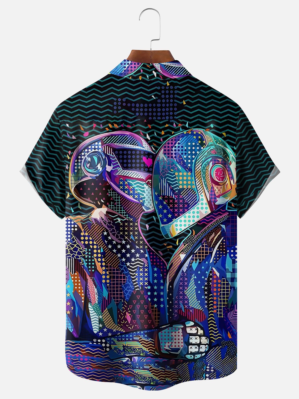 Moisture-wicking Music Festival Electronic Synth Music Art Rock Chest Pocket Casual Shirt