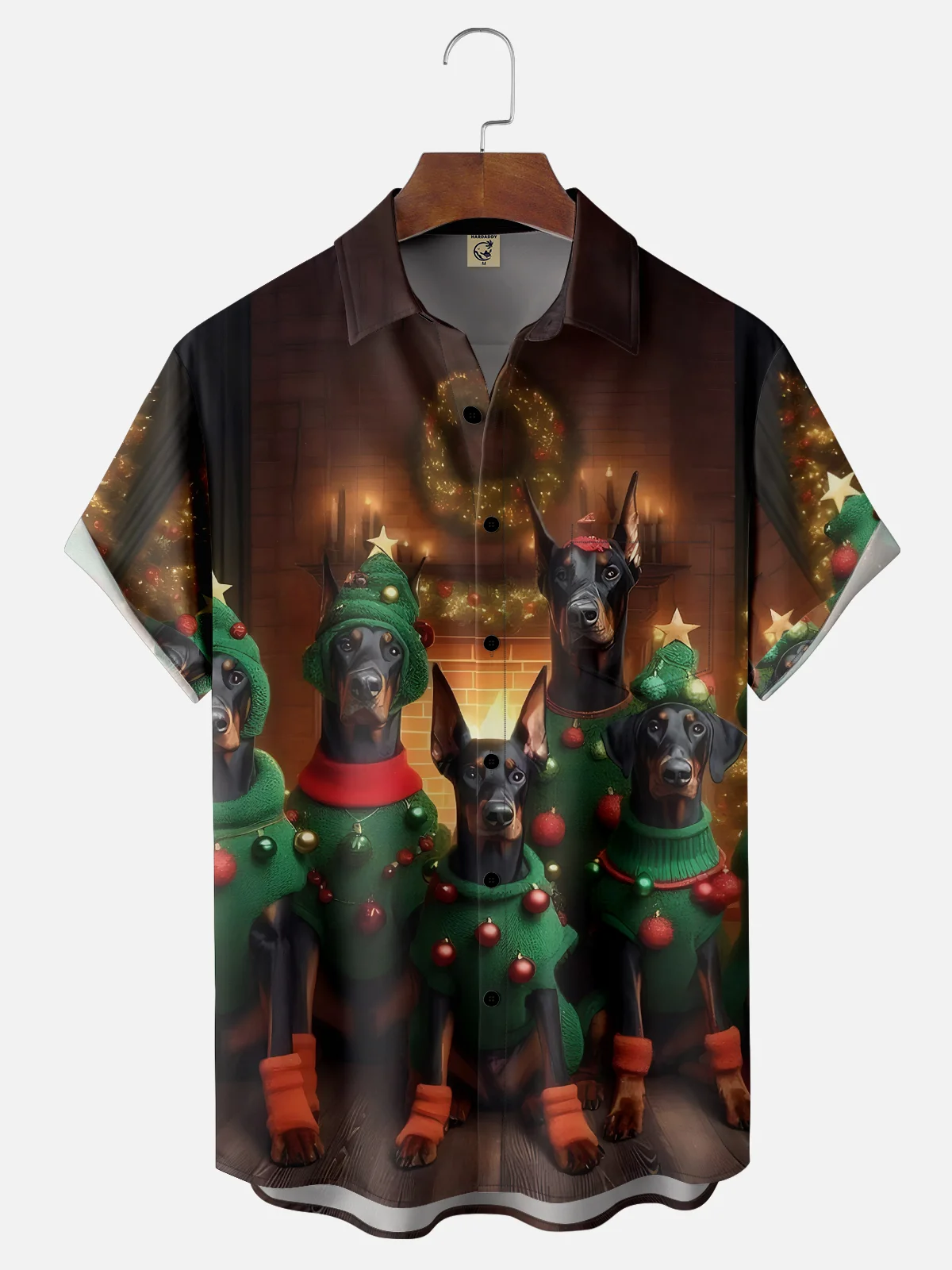 Moisture-wicking Christmas Dog Ugly Art Fun Chest Pocket Casual Shirt