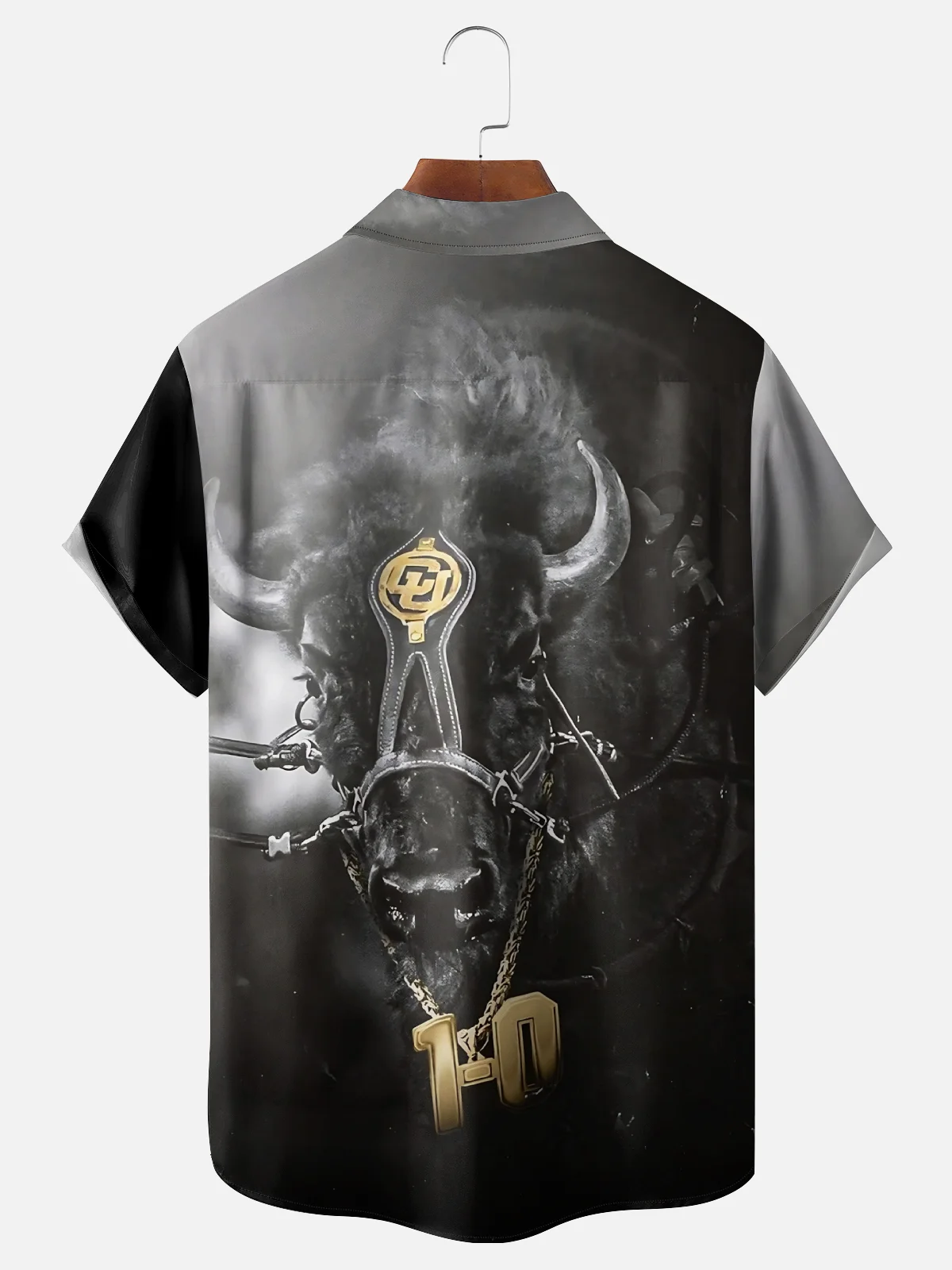 Moisture-wicking American Football Colorado Art Bison Chest Pocket Casual Shirt