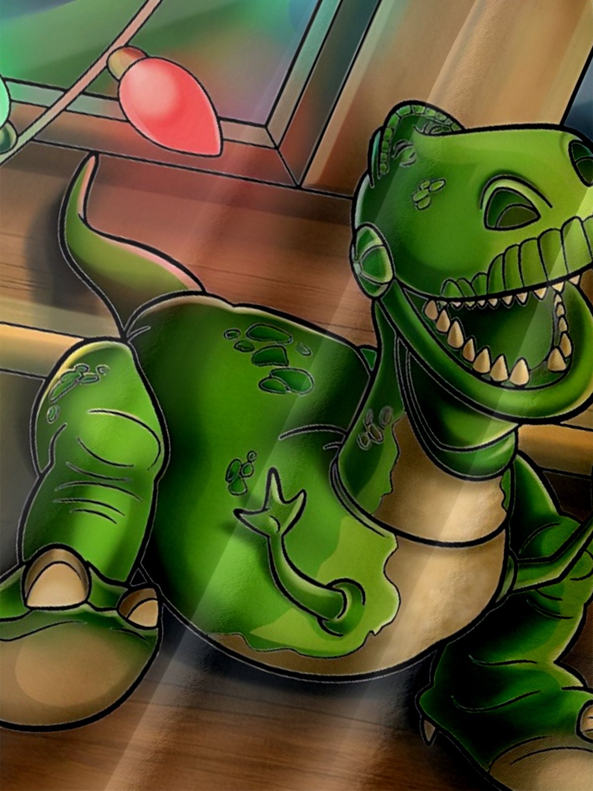 Moisture Wicking Merry Christmas Slinky Dog and Rex Chest Pockets Hawaiian Shirt