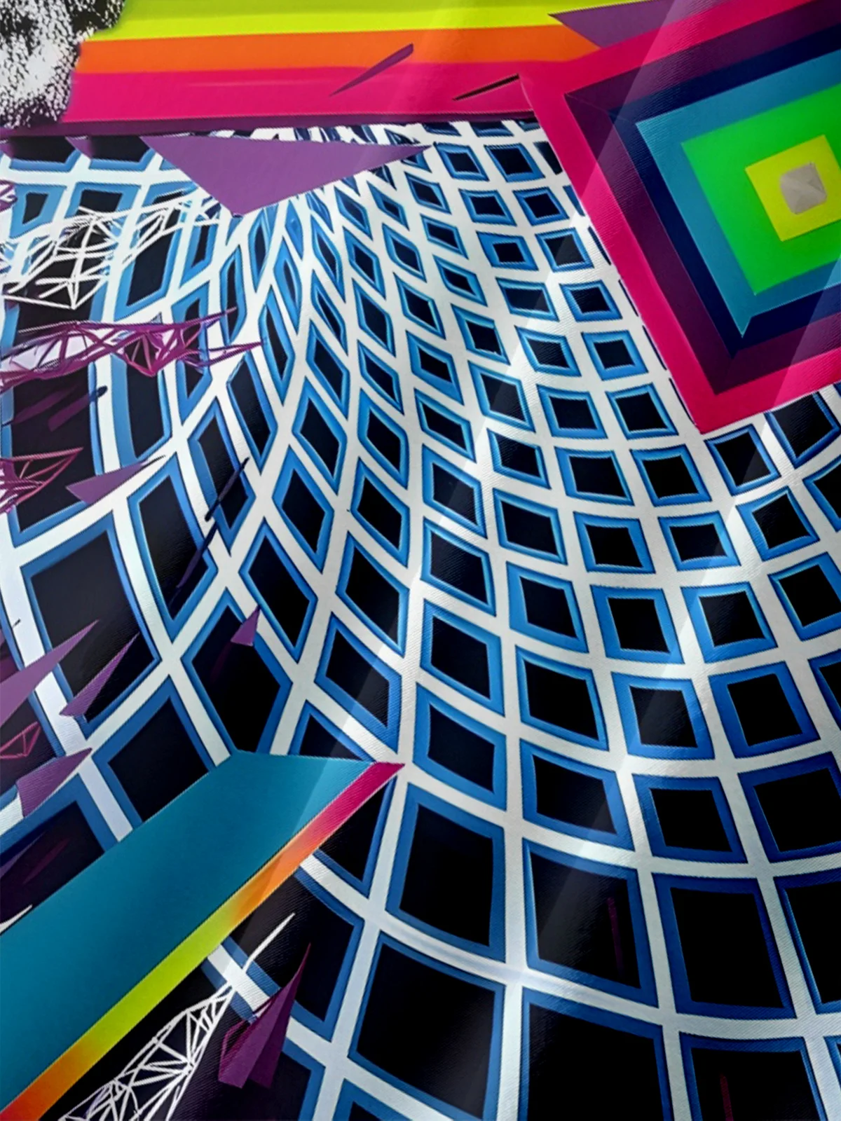 Moisture-wicking Retro Psychedelic Glitch Art Chest Pocket Casual Shirt