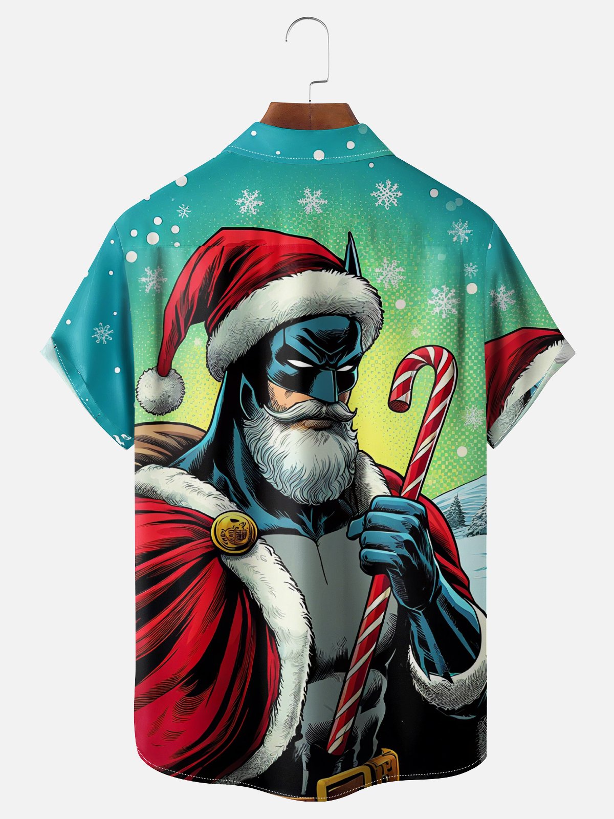 Moisture-wicking Christmas Santa Candy Cane Chest Pocket Casual Shirt