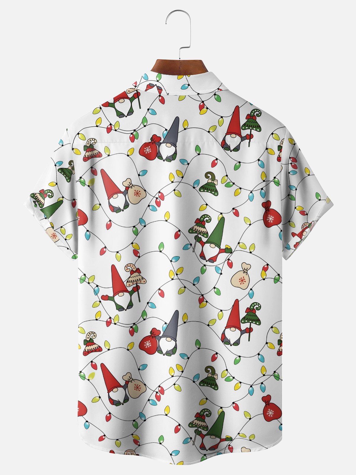 Moisture-wicking Christmas Bigfoot Gnome Lights Chest Pocket Casual Shirt