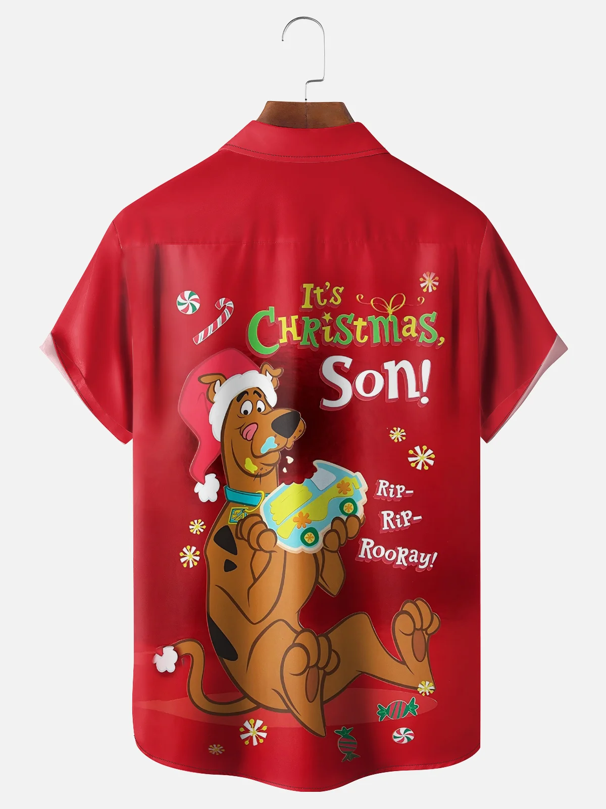 Moisture-wicking Christmas Dog Art Fun Chest Pocket Casual Shirt