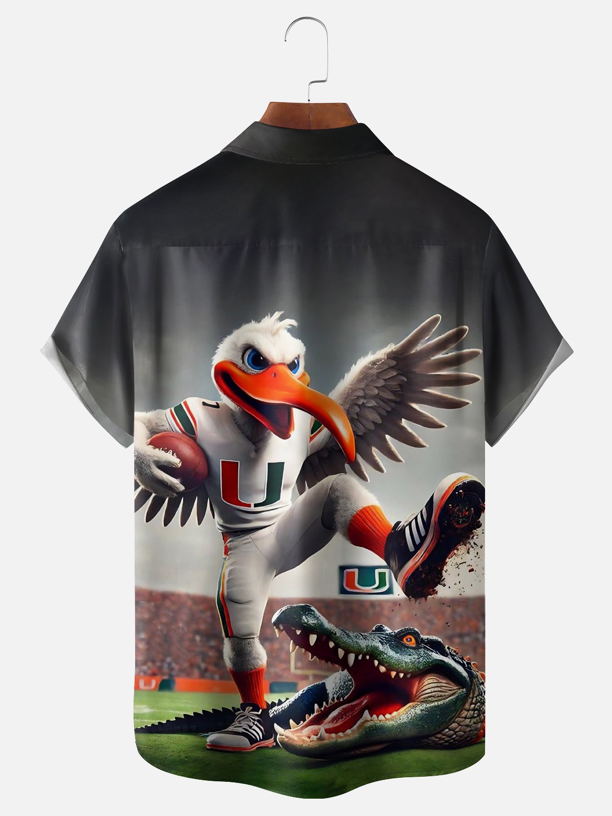 Moisture-wicking American Football Division Miami Art Hurricanes Chest Pocket Casual Shirt