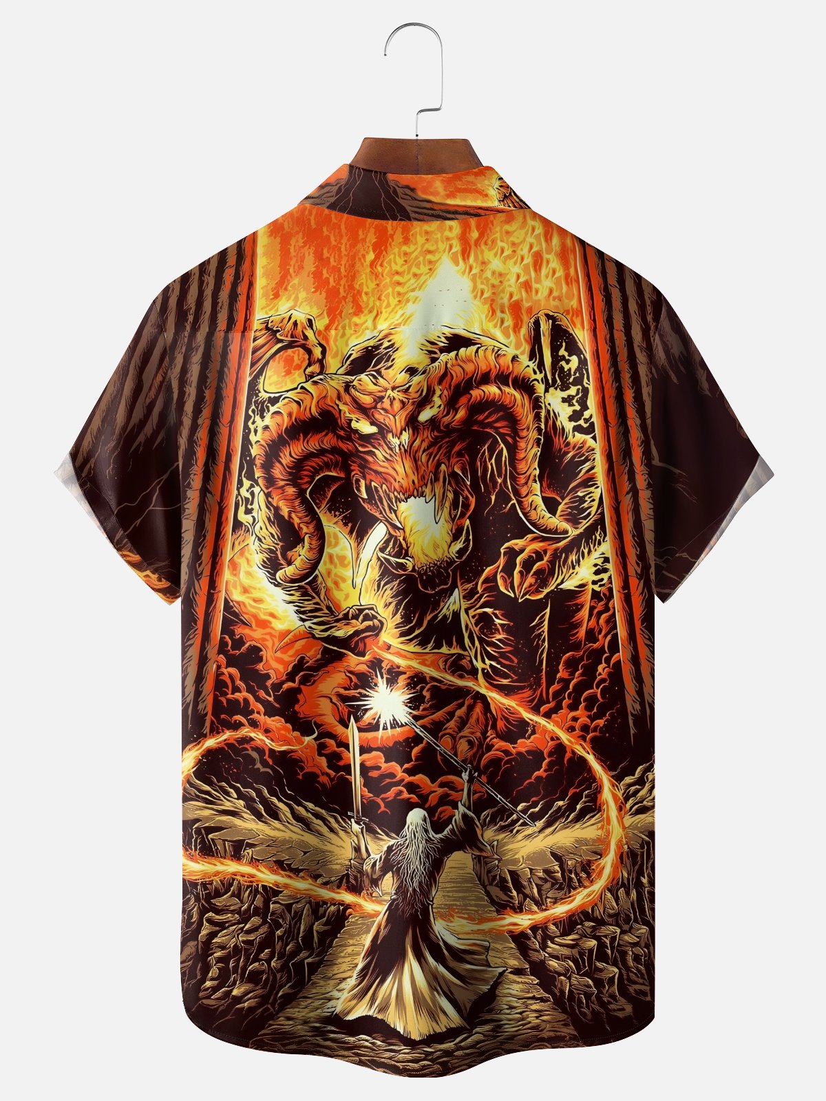 Moisture-wicking Fantasy Dragon Wizard Magic Chest Pocket Casual Shirt
