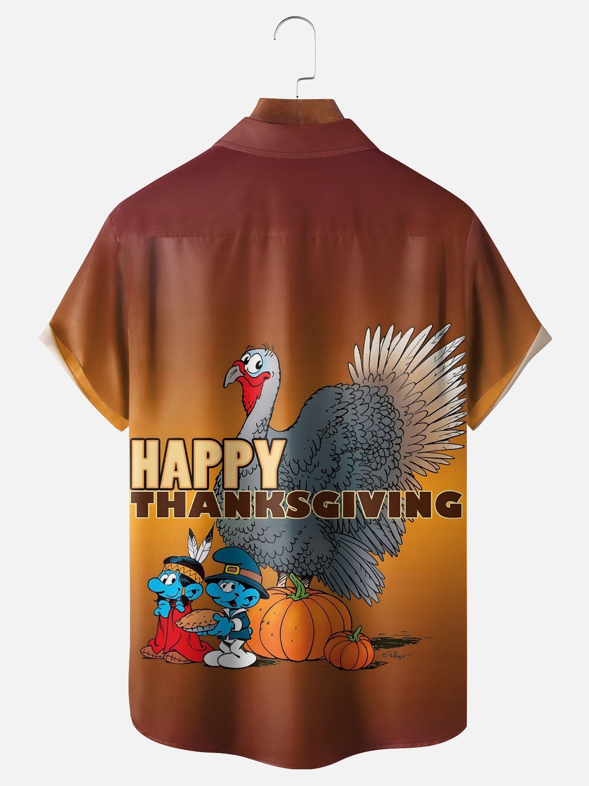 Moisture Wicking Thanksgiving Turkey Chest Pocket Hawaiian Shirt