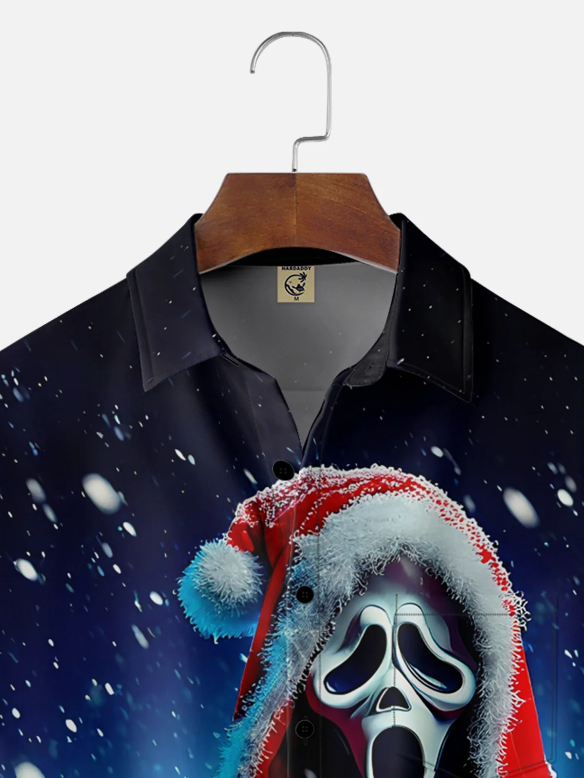 Moisture-wicking Christmas Candy Cane Mask Chest Pocket Casual Shirt