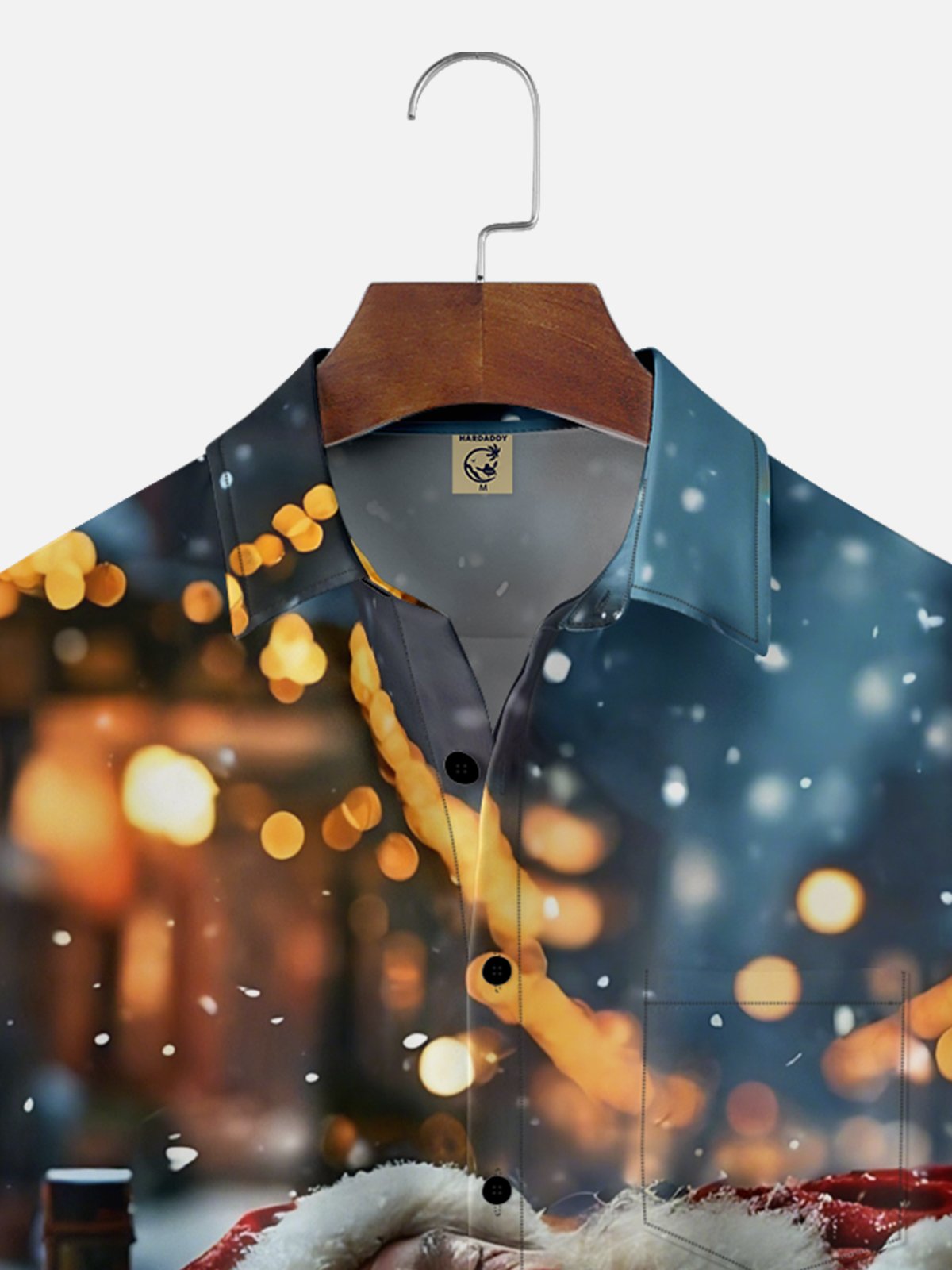 Moisture-wicking Christmas Santa Whisky Chest Pocket Casual Shirt