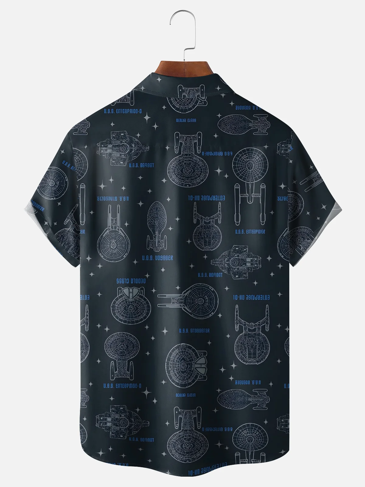 Moisture-wicking Stars Universe Spaceship Chest Pocket Casual Shirt