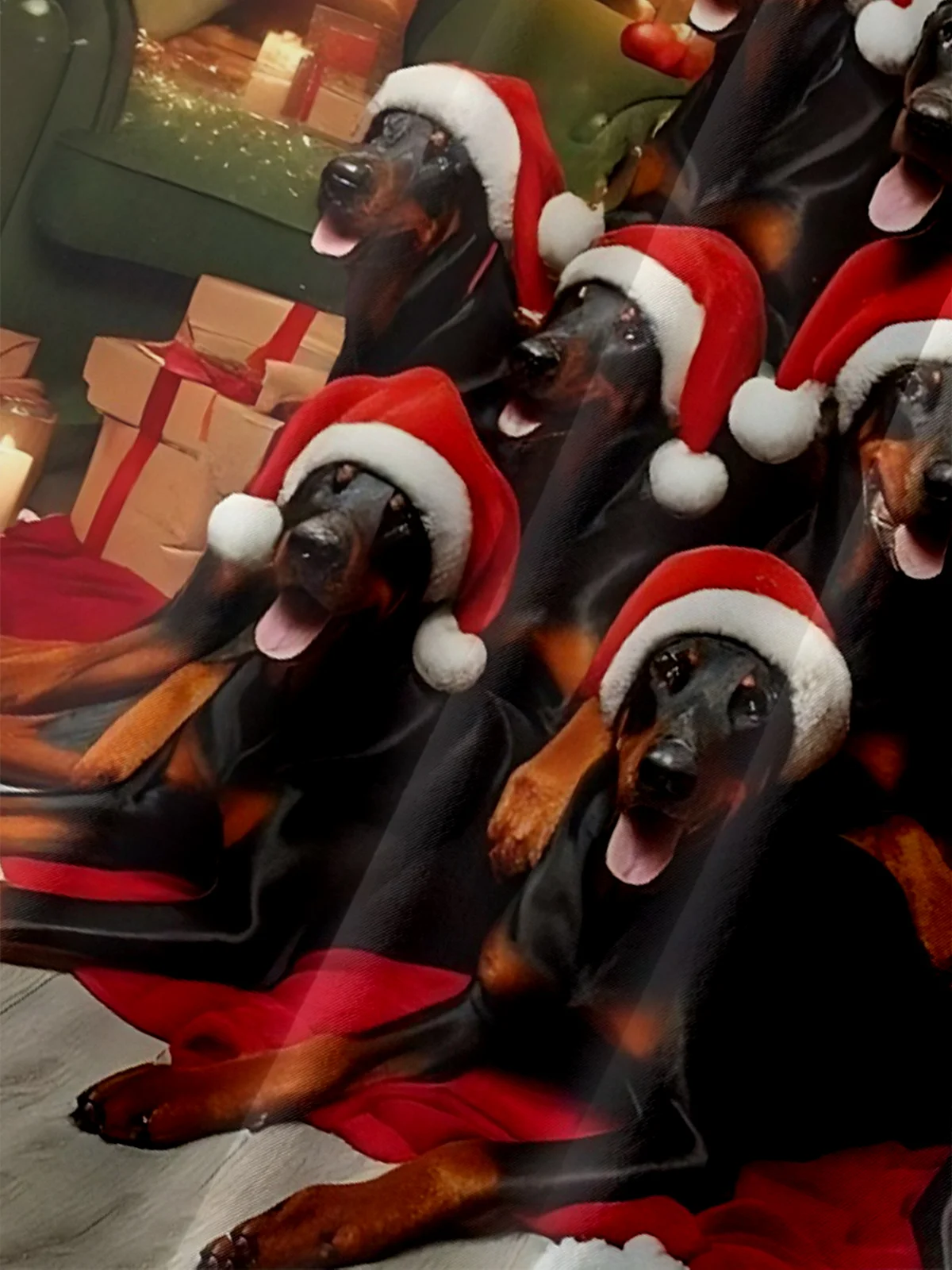 Moisture-wicking Christmas Dog Christmas Tree Art Fun Chest Pocket Casual Shirt