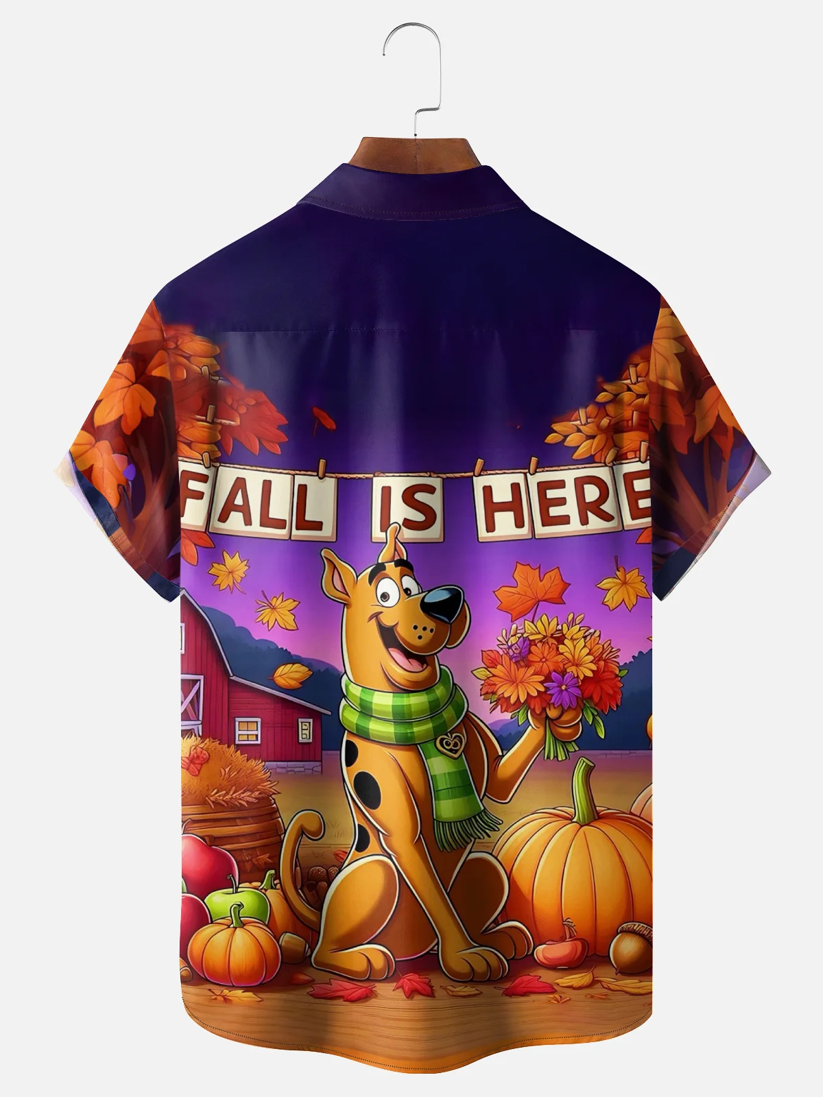 Moisture-wicking Thanksgiving Fall Harvest Dog Pumpkin Chest Pocket Casual Shirt