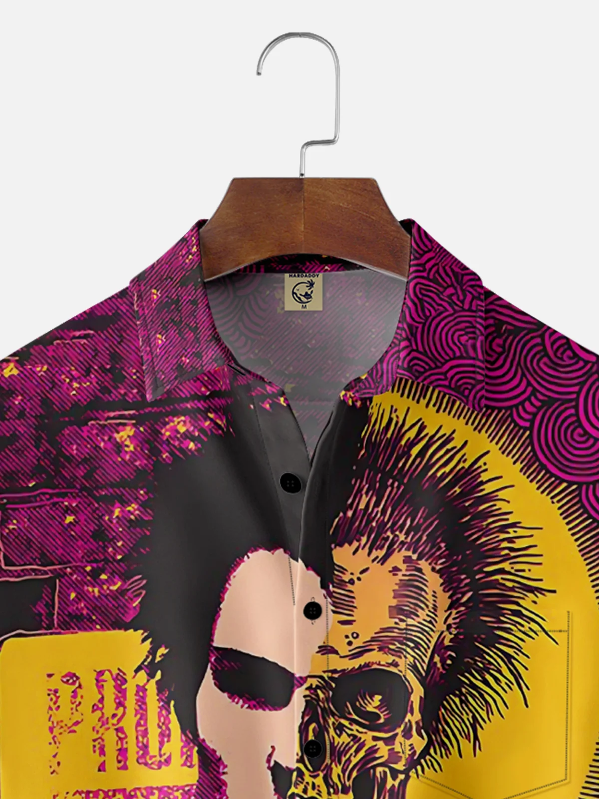 Moisture-wicking Music Festival Grunge Art Punk Skeleton Chest Pocket Casual Shirt