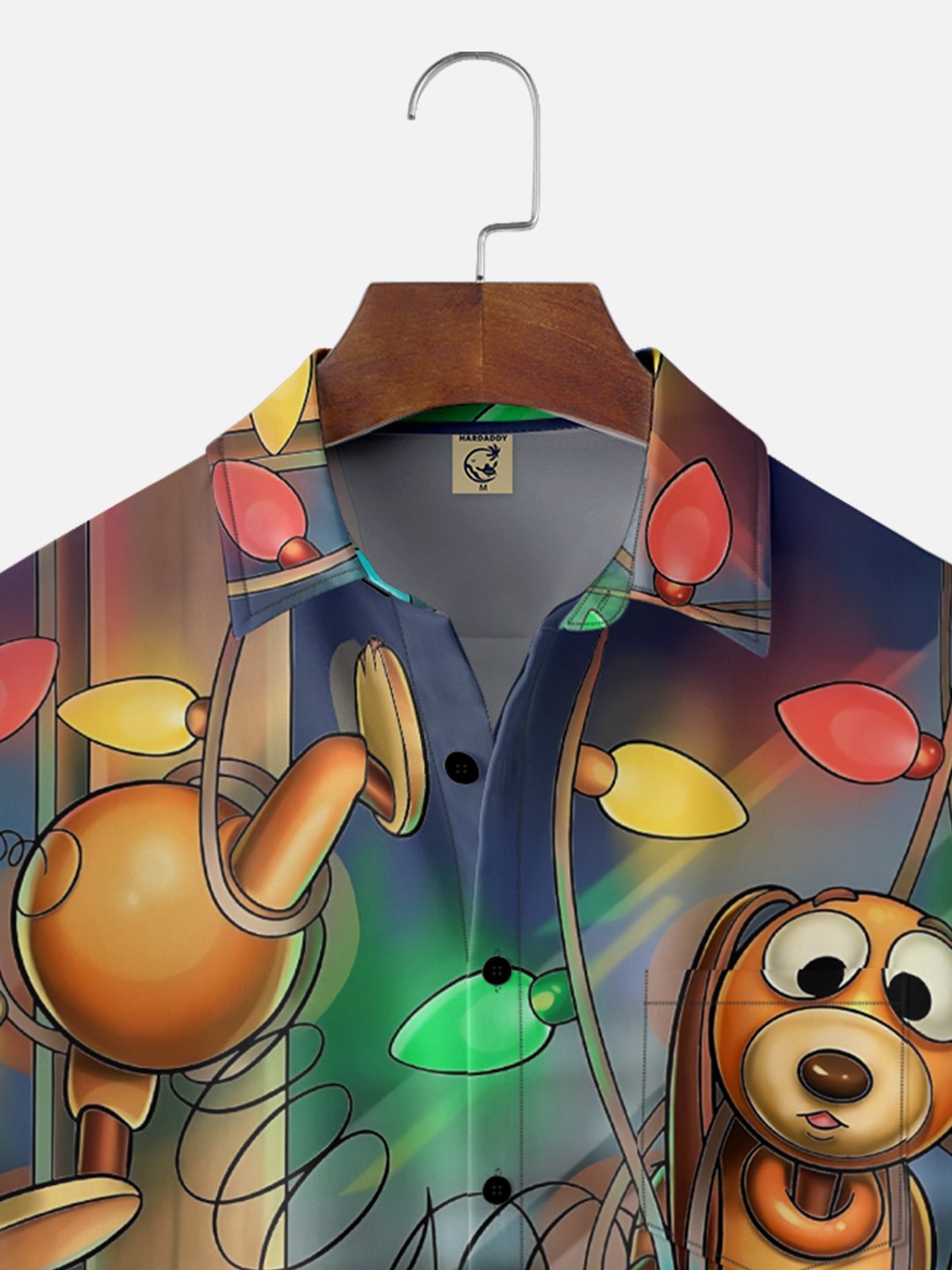 Moisture Wicking Merry Christmas Slinky Dog and Rex Chest Pockets Hawaiian Shirt