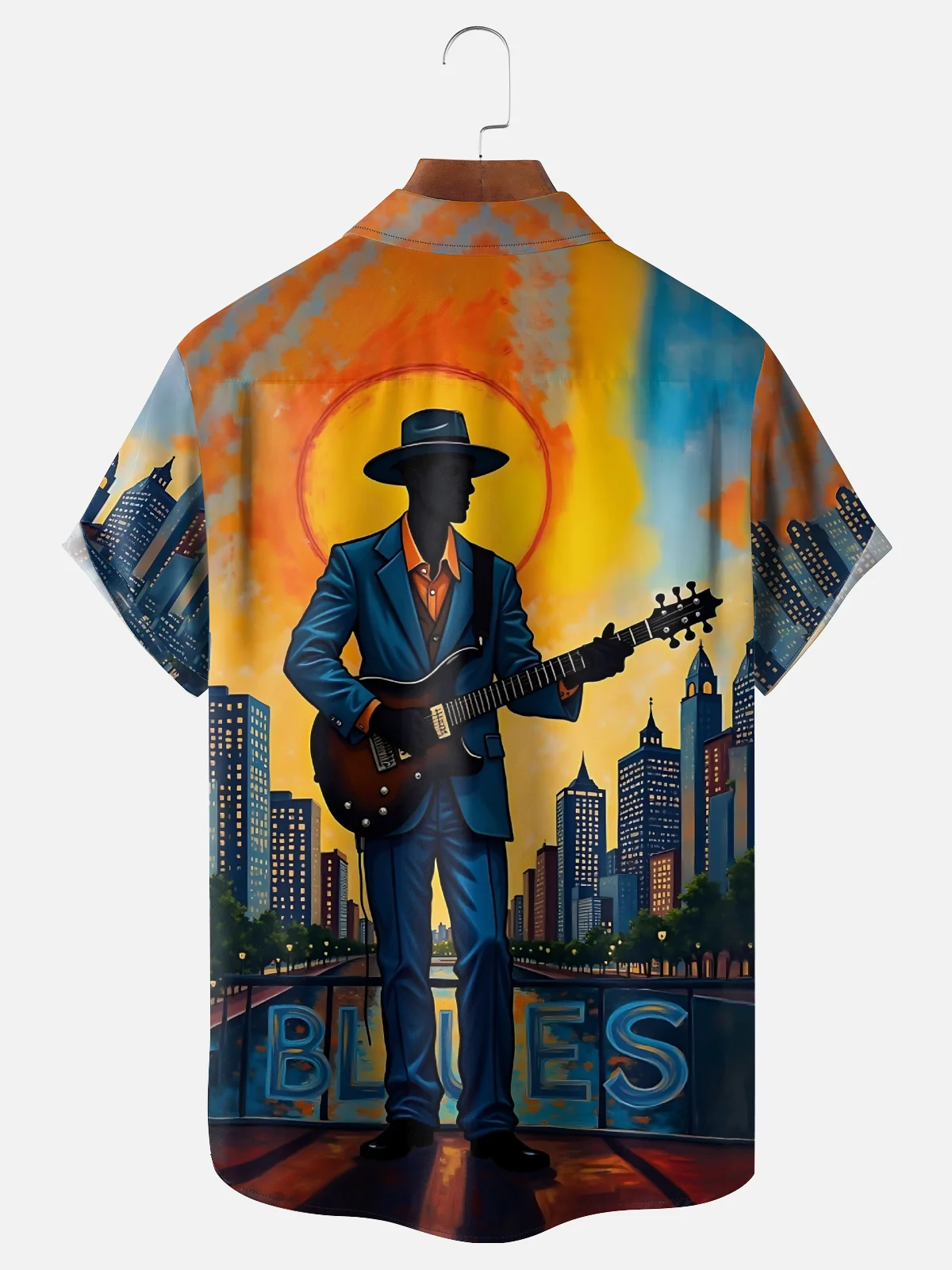 Moisture-wicking Music Festival Jazz Art Blues Chest Pocket Casual Shirt