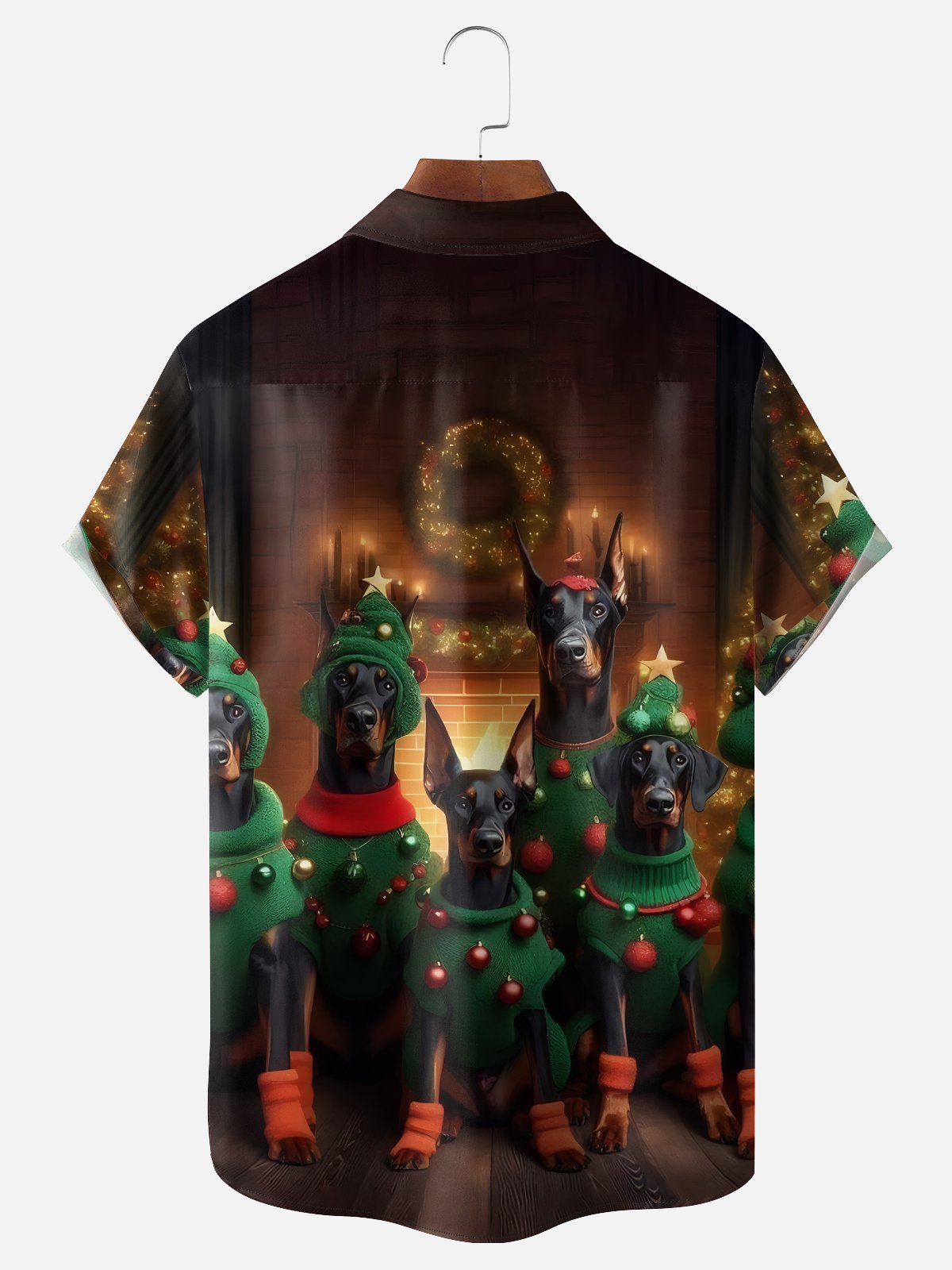 Moisture-wicking Christmas Dog Ugly Art Fun Chest Pocket Casual Shirt
