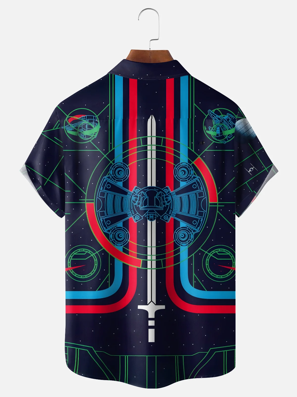 Moisture-wicking Universe Spaceship Technology Chest Pocket Casual Shirt