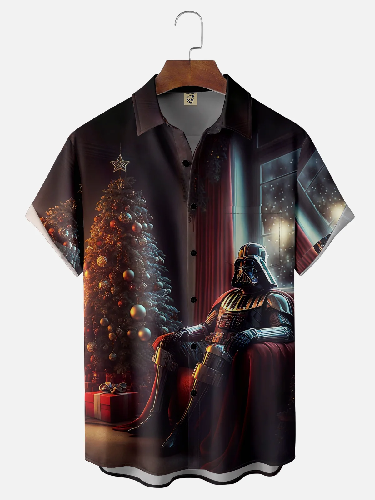 Moisture-wicking Christmas Tree Gifts Snowflakes Chest Pocket Casual Shirt