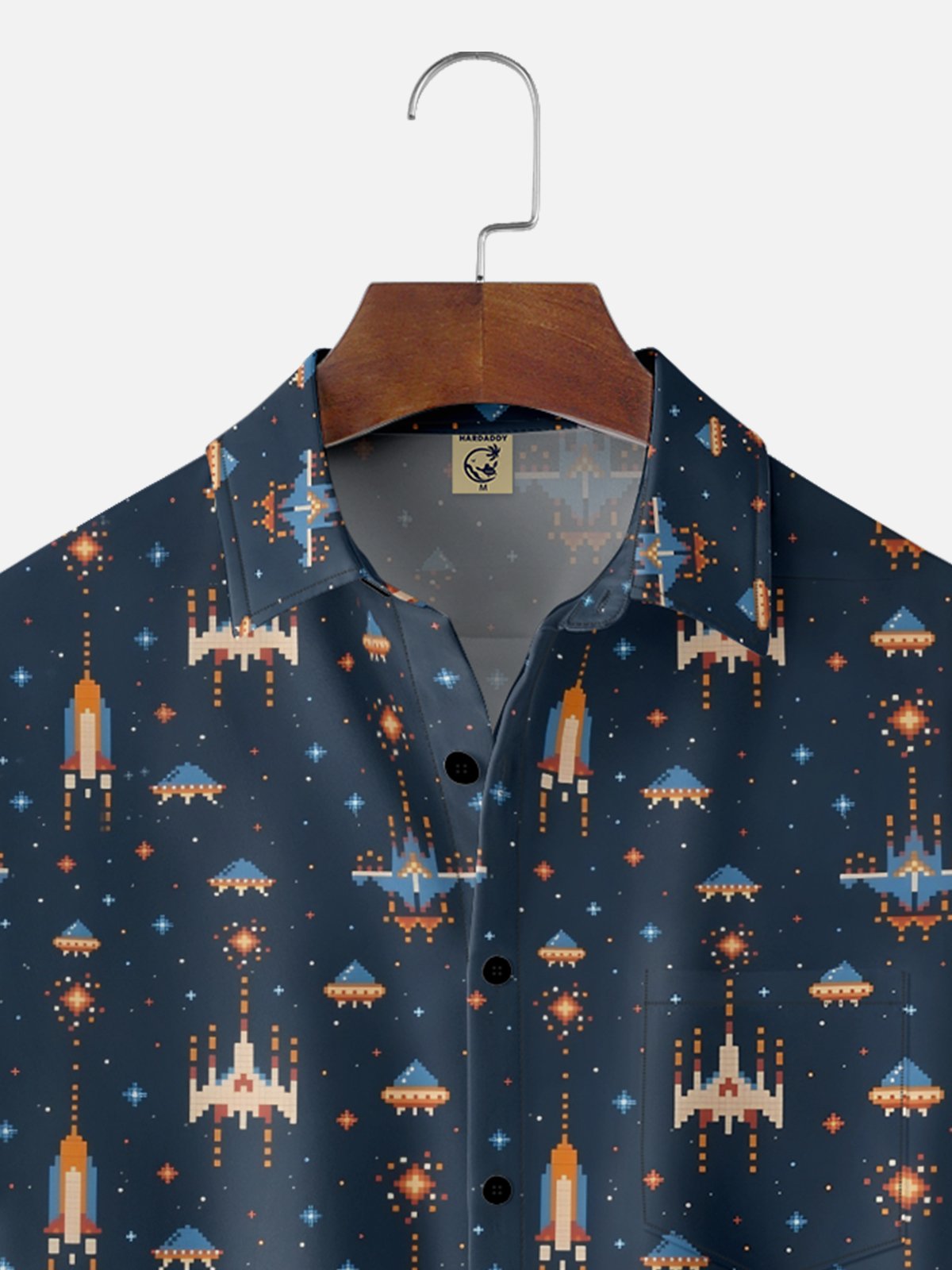 Moisture-wicking Retro Classic Game Universe Chest Pocket Casual Shirt