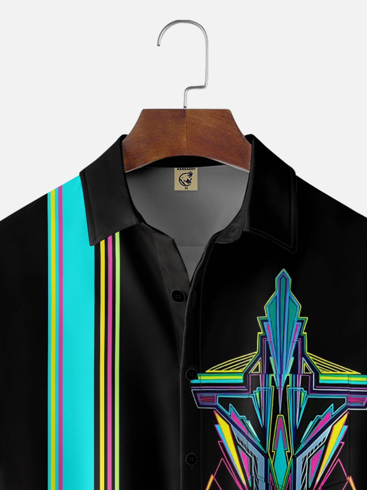 Moisture Wicking Vintage Car Pinstripe Classic Bowling Shirt