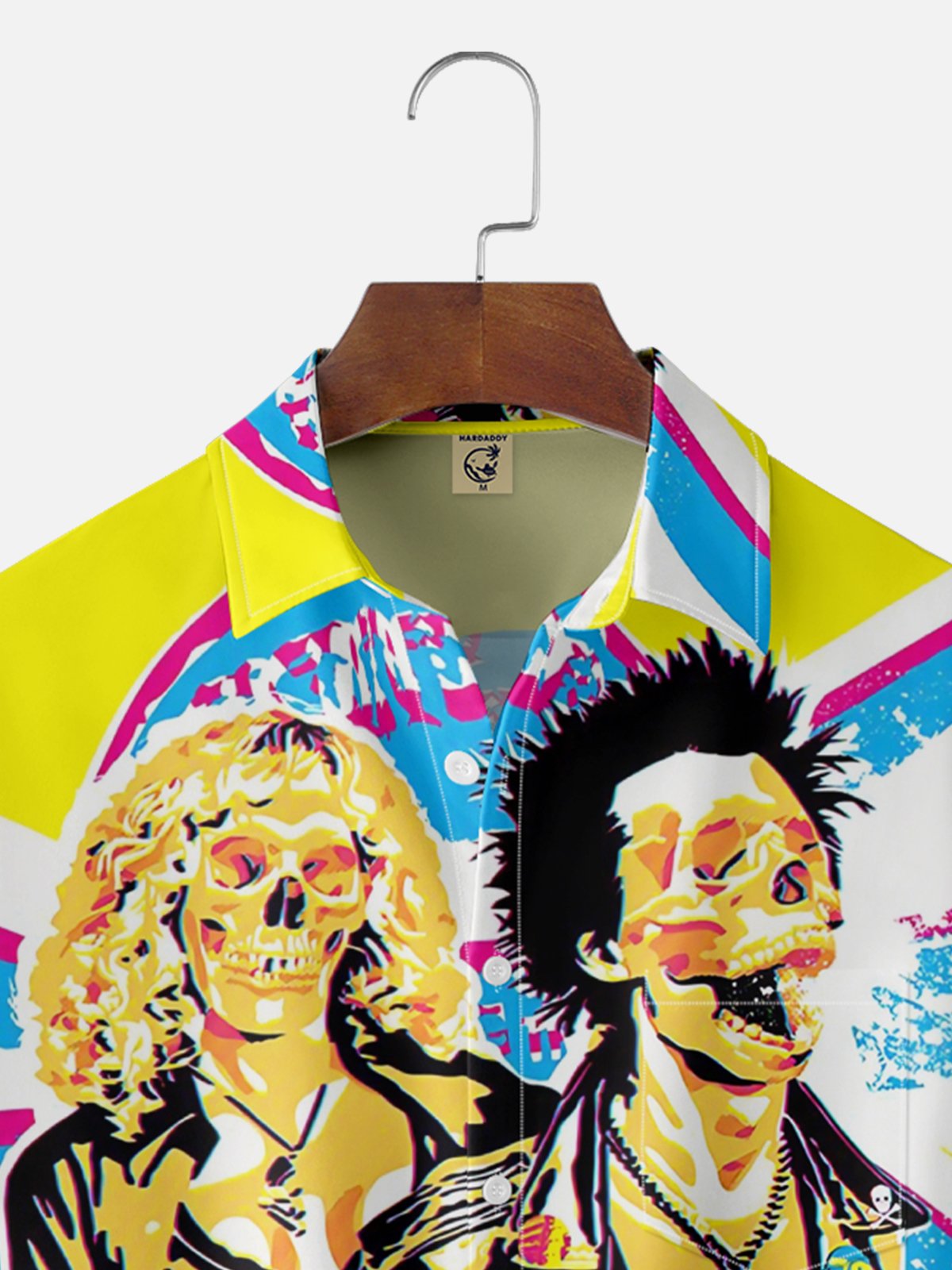 Moisture-wicking Music Festival Grunge Art Punk Skeleton Chest Pocket Casual Shirt