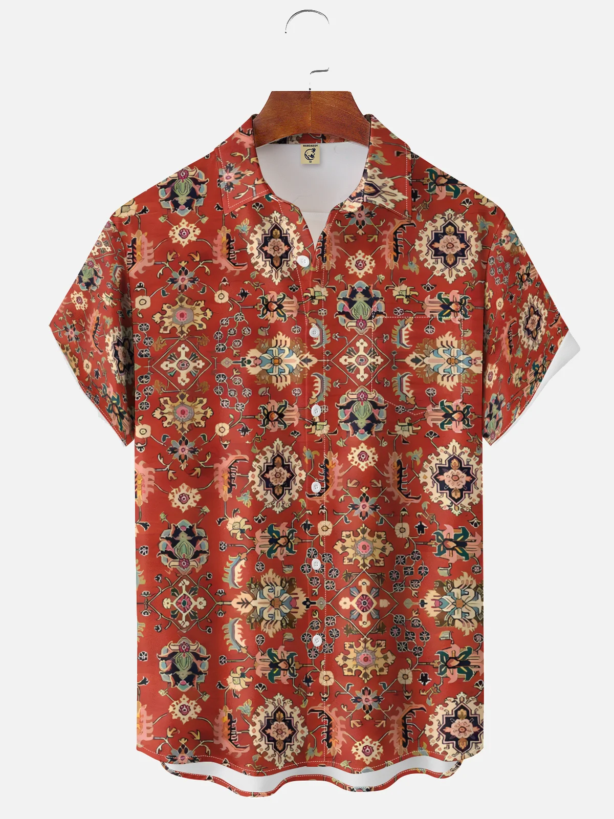 Moisture-wicking Retro Ethnic Chest Pocket Casual Shirt