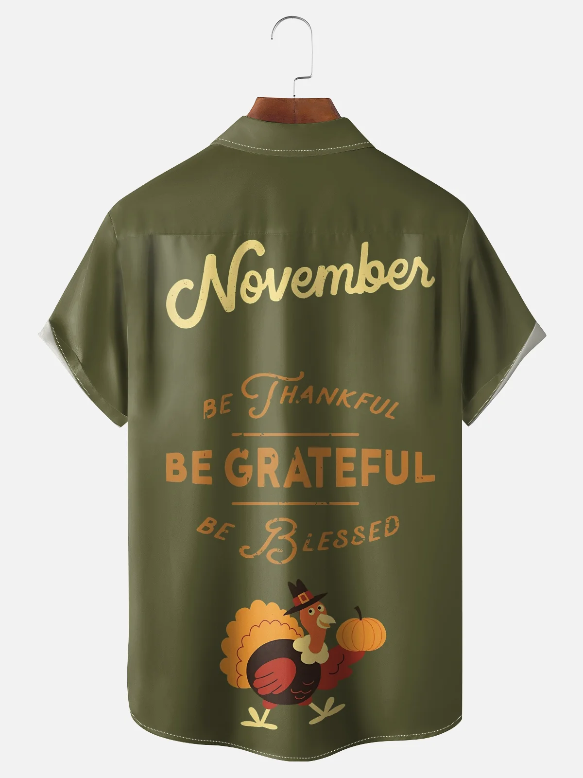 Moisture-wicking Thanksgiving Turkey Art Chest Pocket Casual Shirt