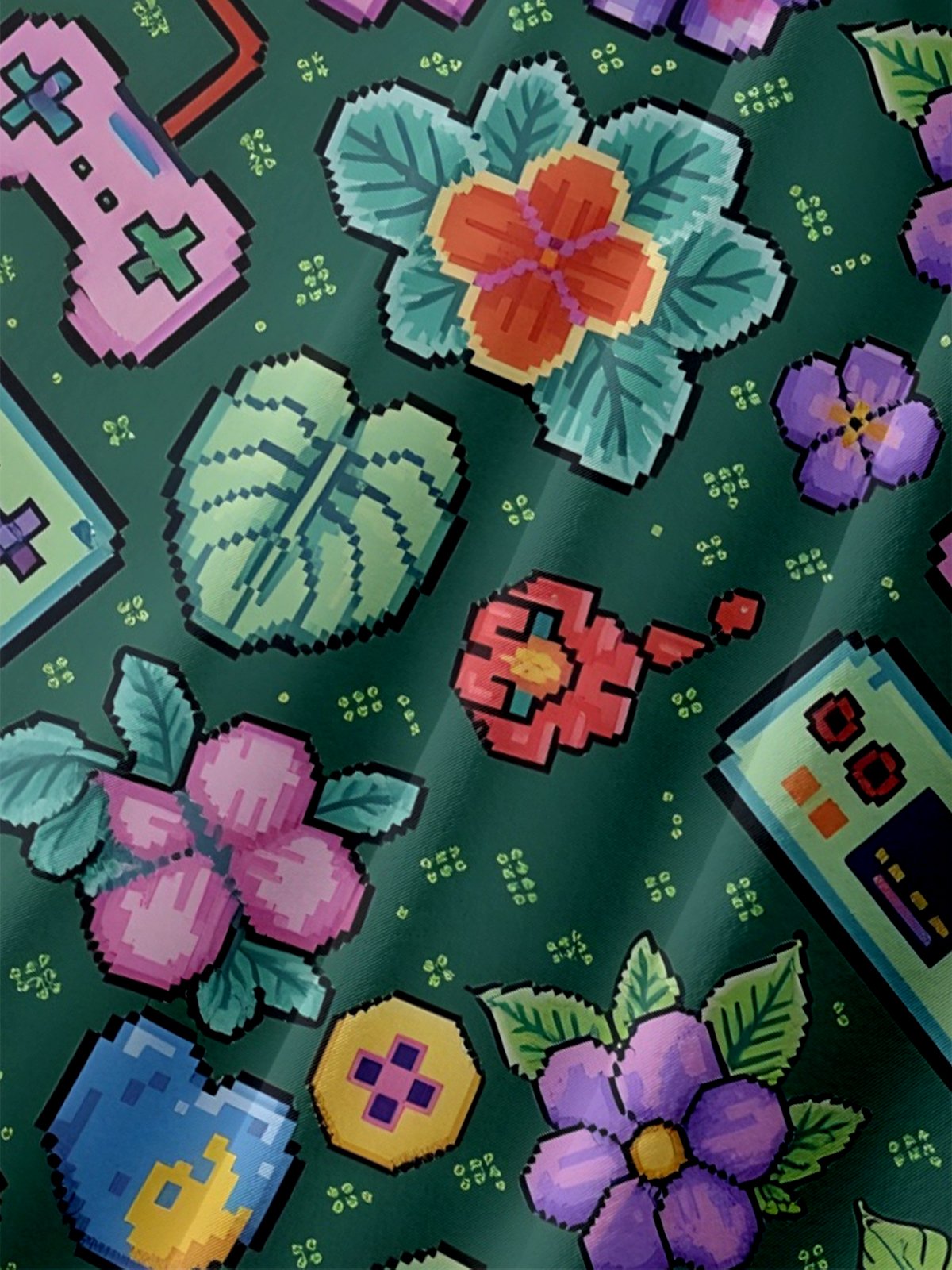 Moisture-wicking Retro Game Console Pixel Art Chest Pocket Casual Shirt